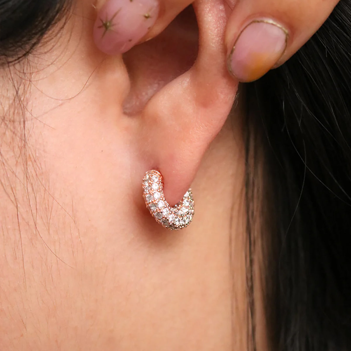 Gemstone semi-hoop earrings