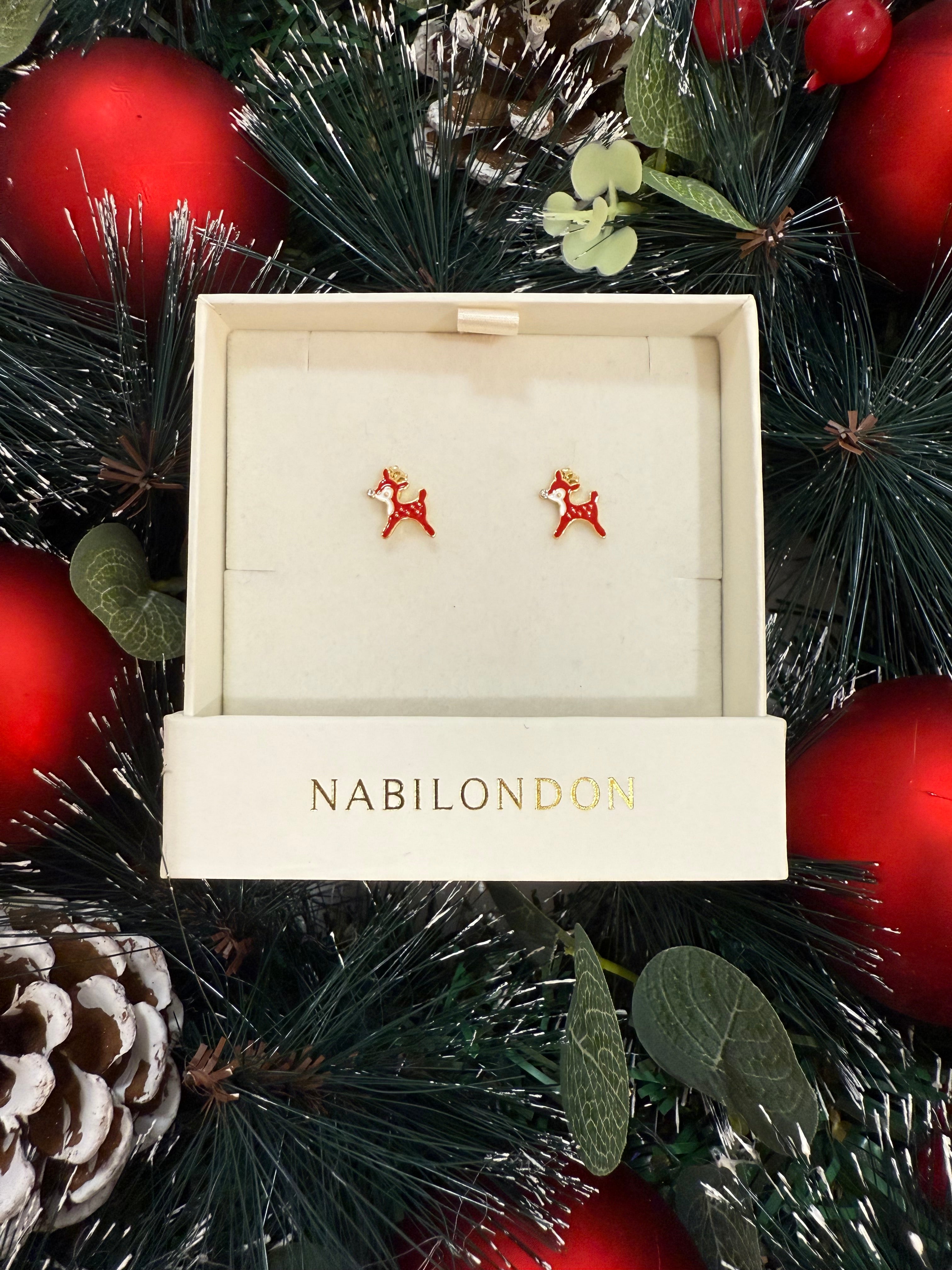 Christmas reindeer cubic earrings