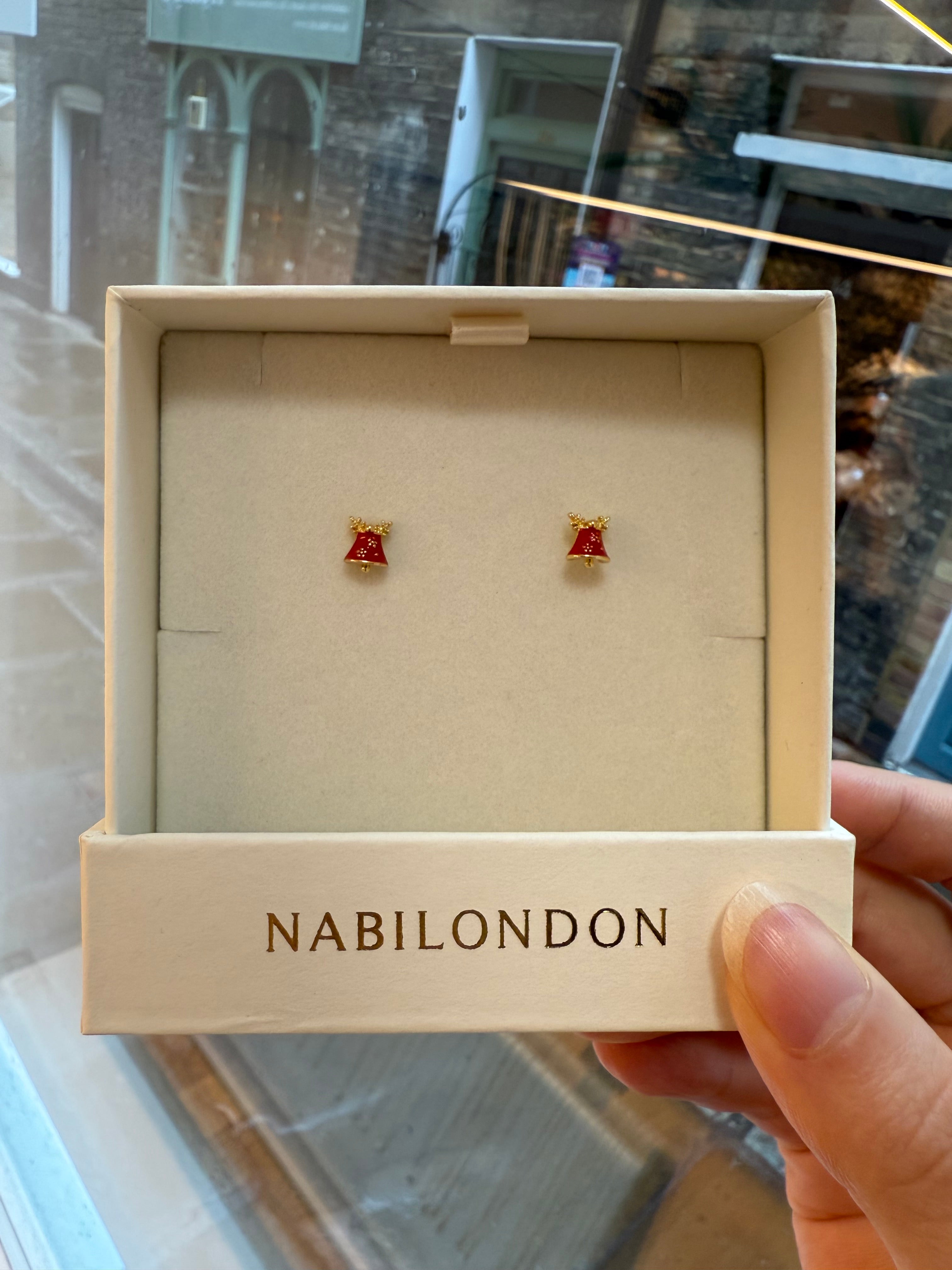 Christmas reindeer bell earrings