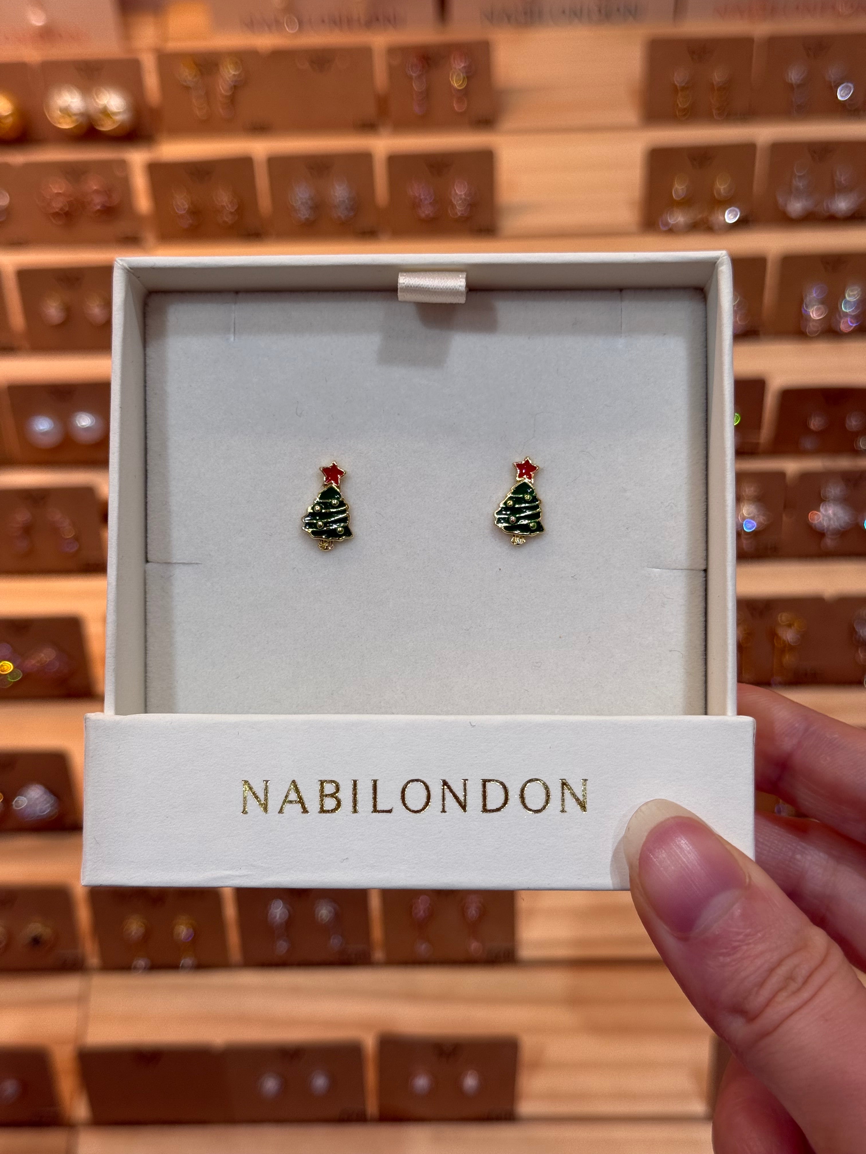 Christmas tinsel baubles tree earrings