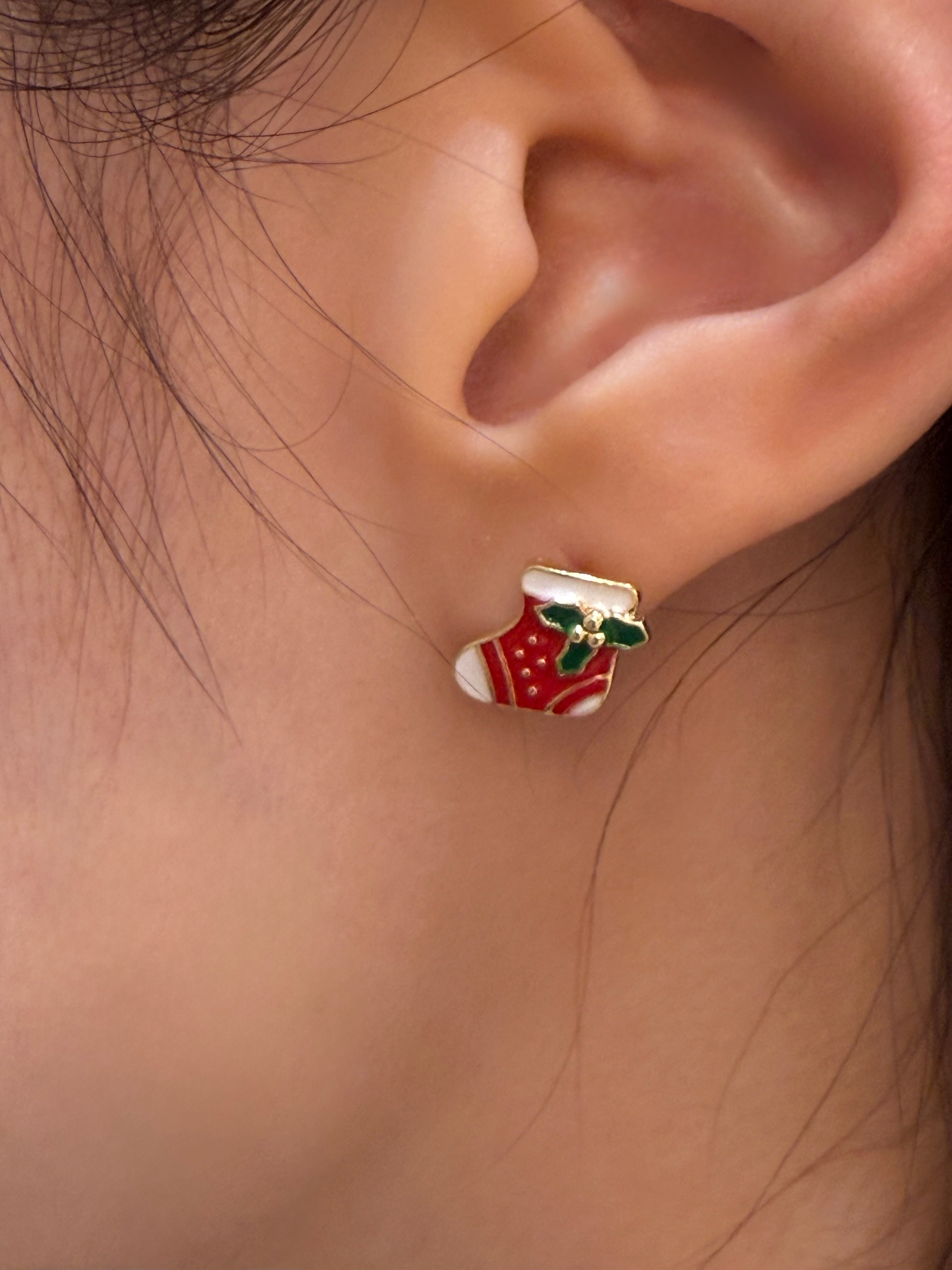 Christmas socks earrings