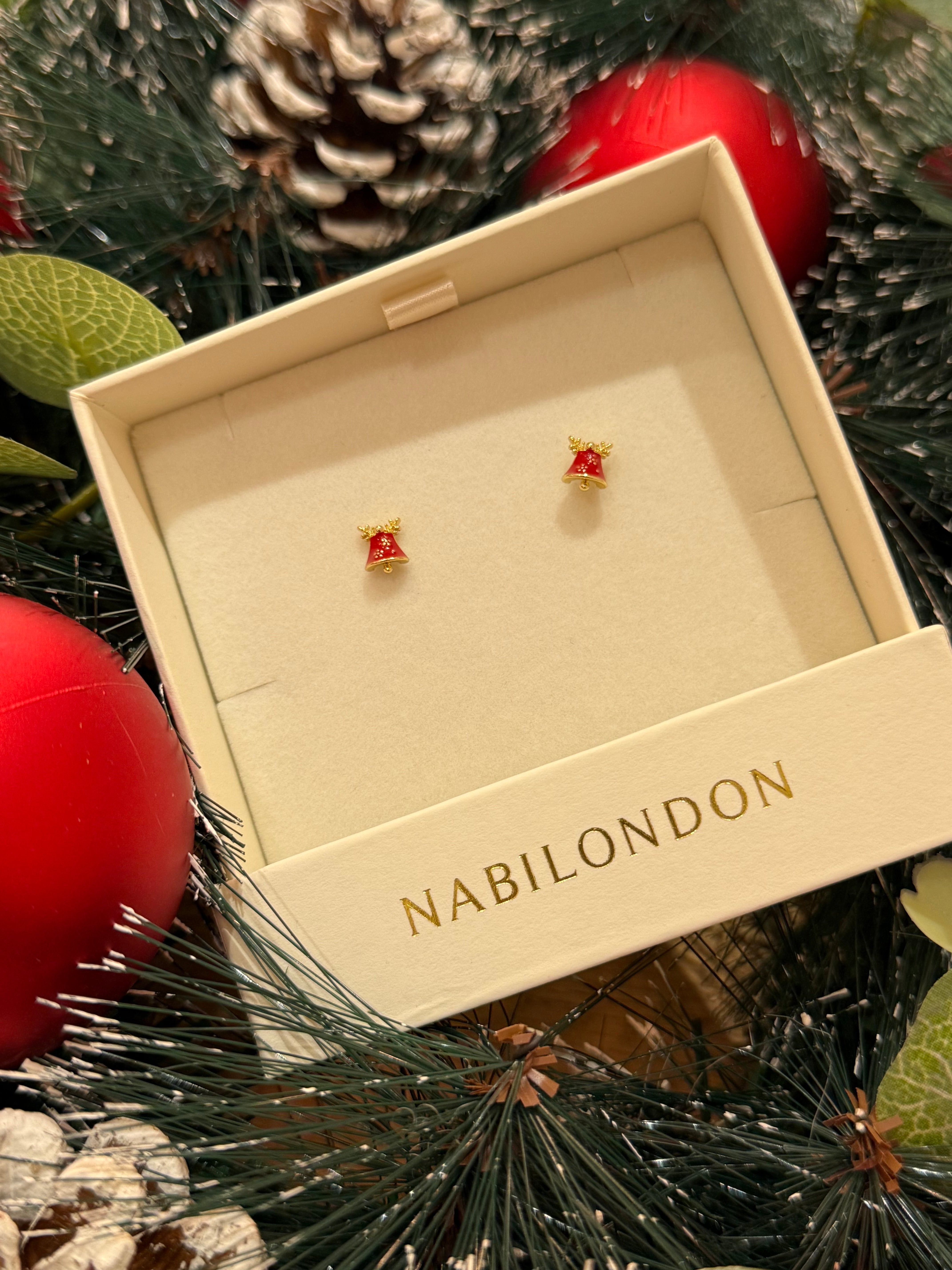 Christmas reindeer bell earrings