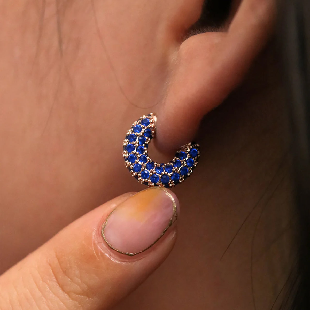 Gemstone semi-hoop earrings