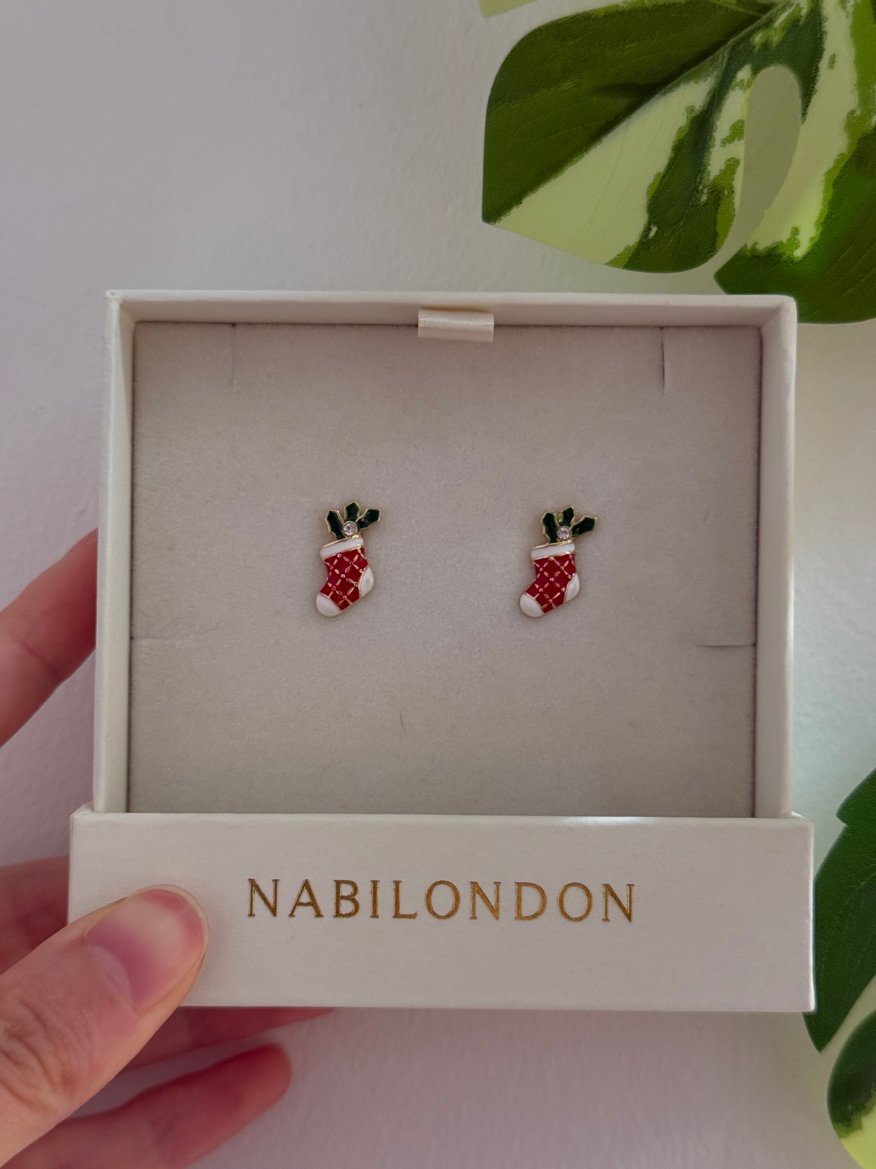 Christmas socks cubic earrings