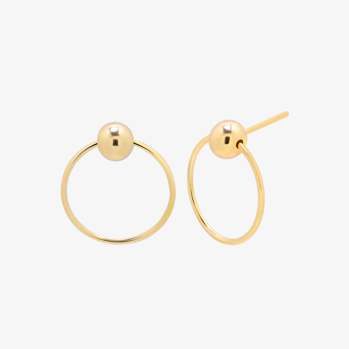 Ball with Line Circle Earrings featuring a modern geometric design with a delicate ball and sleek line detail, offering minimalist elegance and everyday versatility.