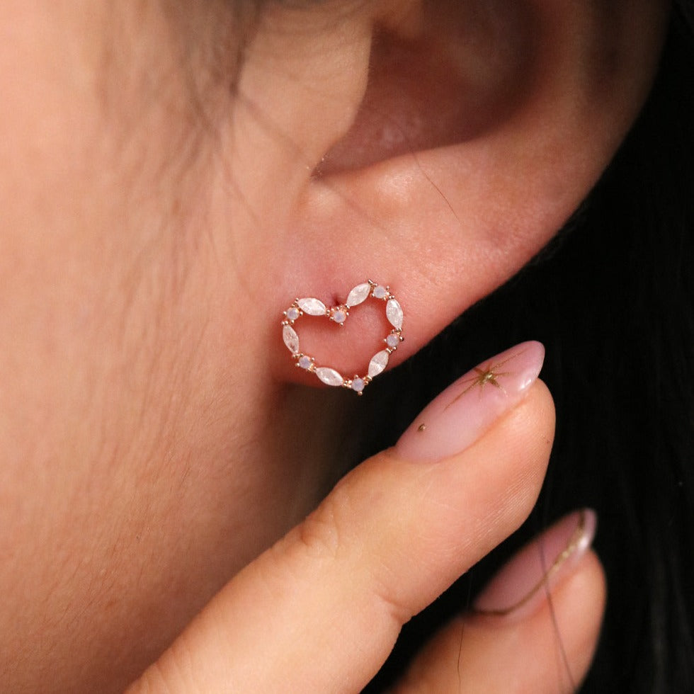 Heart Shaped Moonstone Earrings