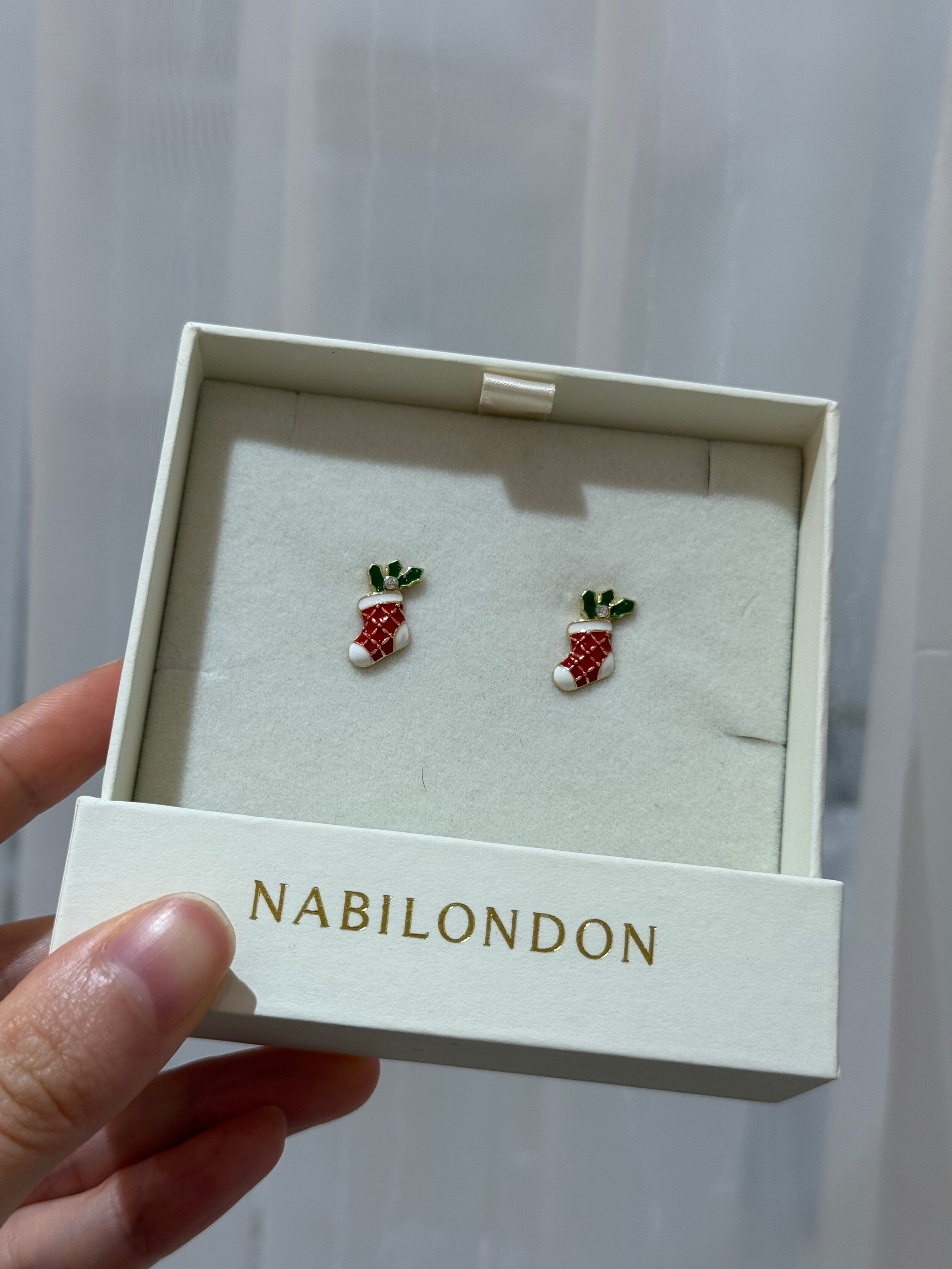 Christmas socks cubic earrings