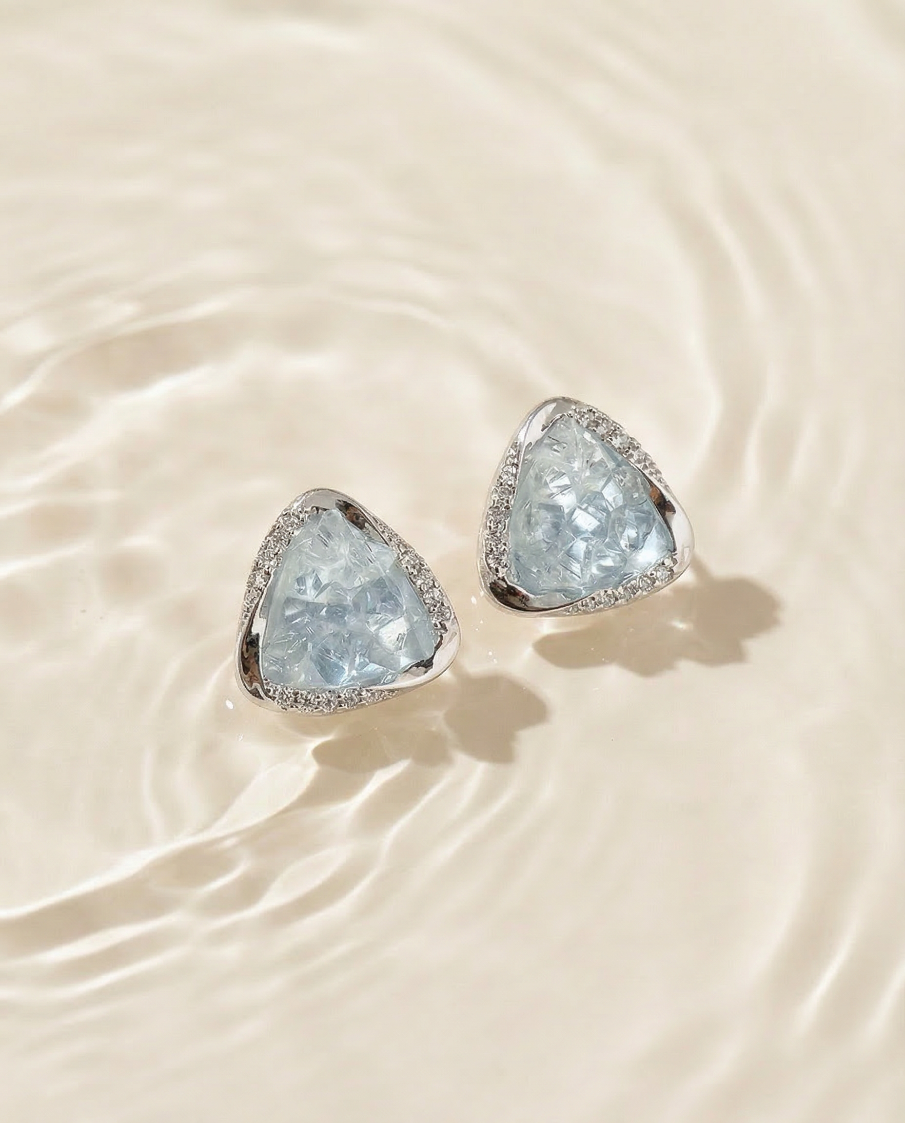 Ice Glow Triangle Stud Earrings