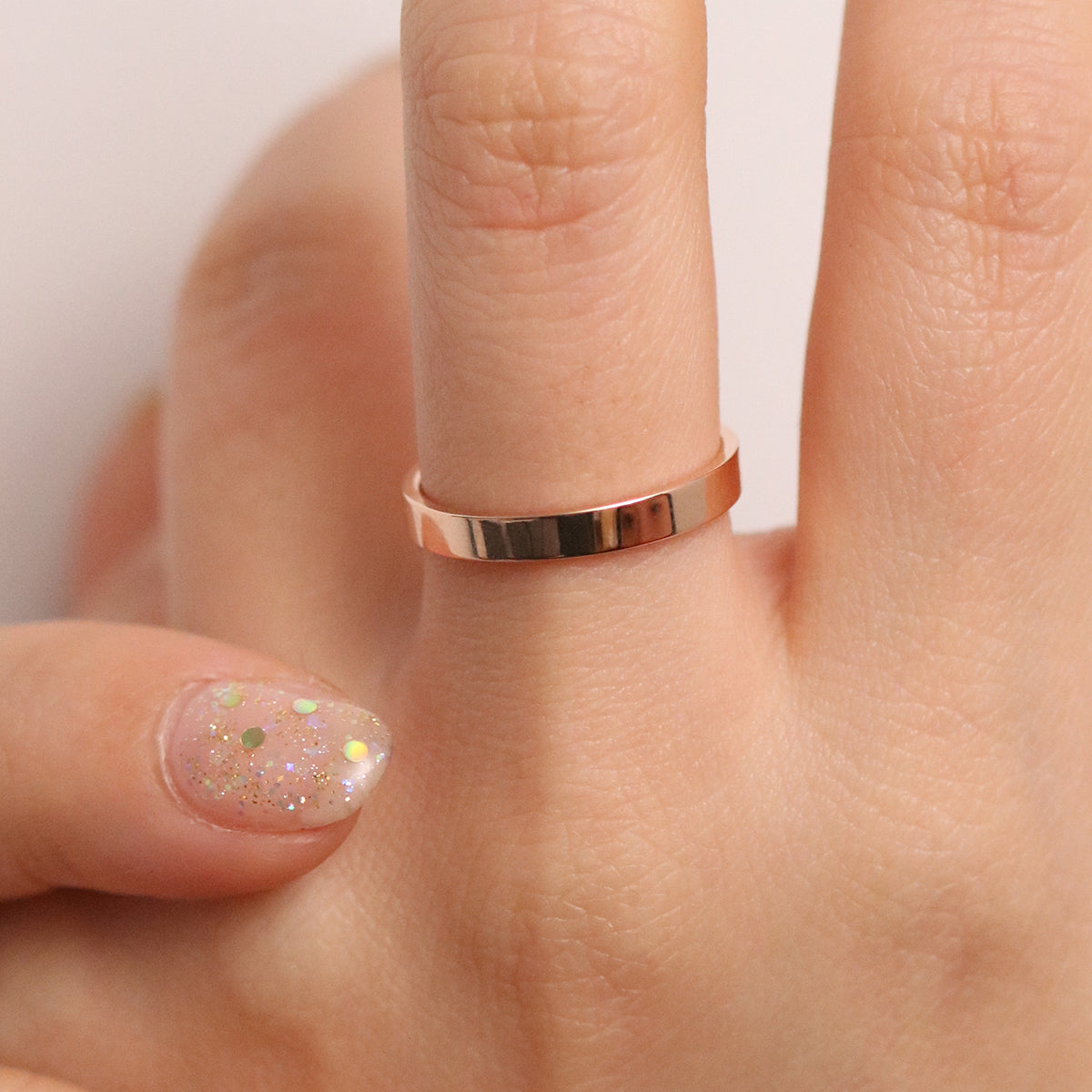 Bold square plain band ring