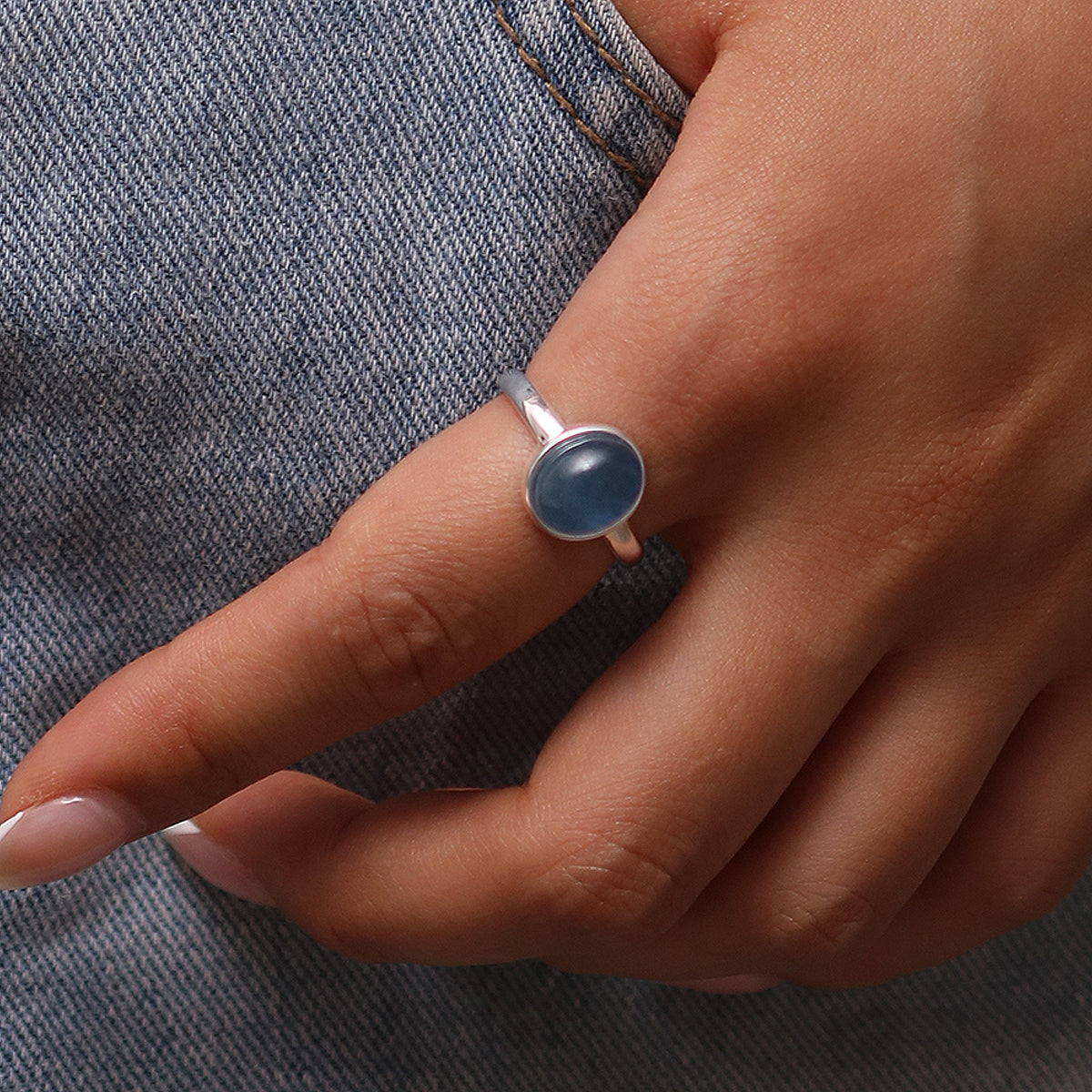 Blue Gemstone Ring featuring a stunning blue gemstone, handcrafted with precision, adding a pop of colour to any outfit and perfect for any occasion.