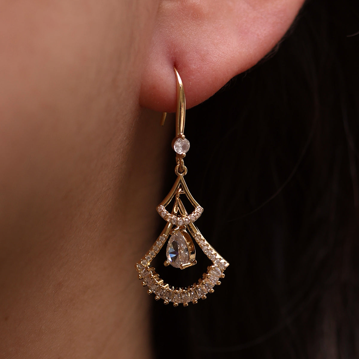 cubic hook drop earrings