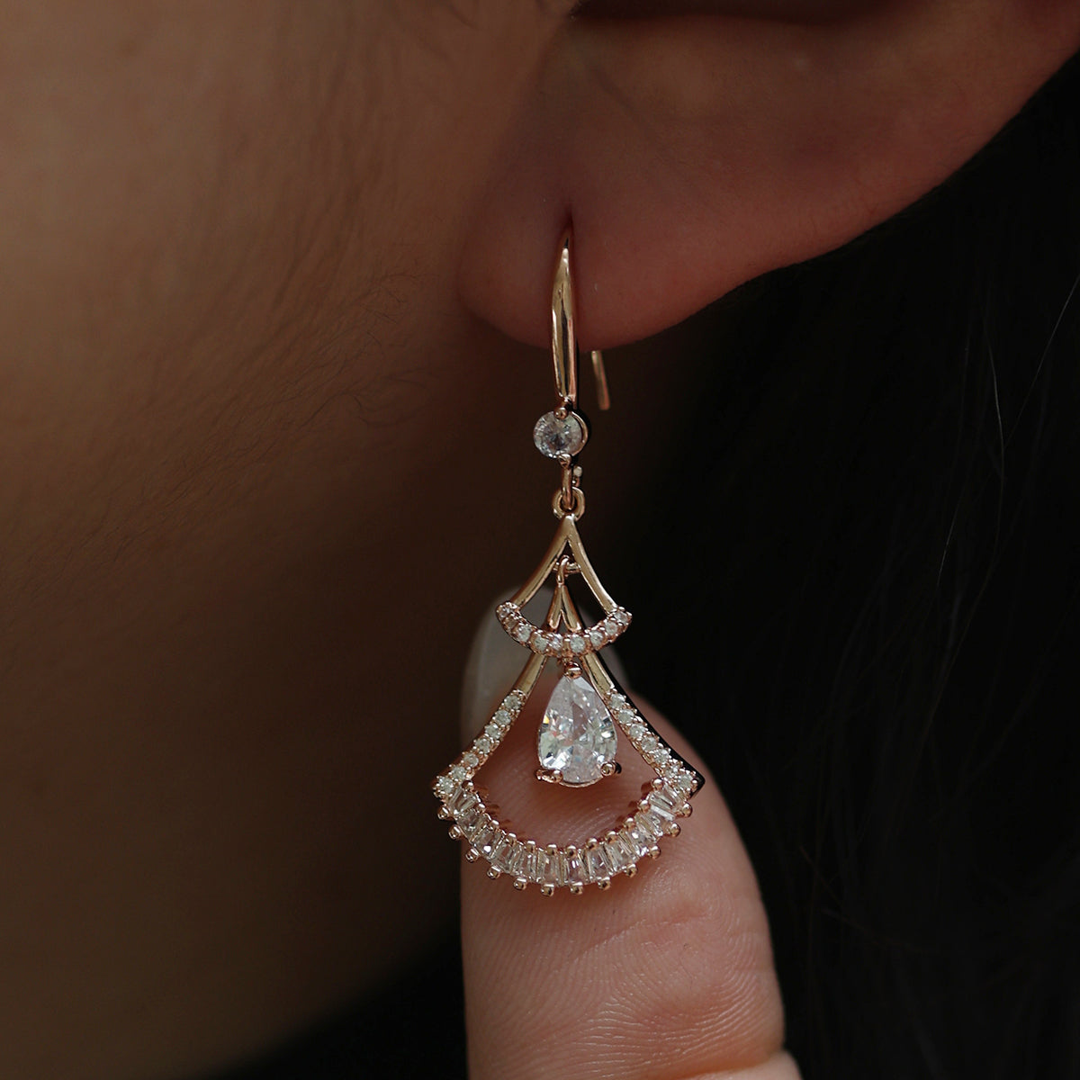 cubic hook drop earrings