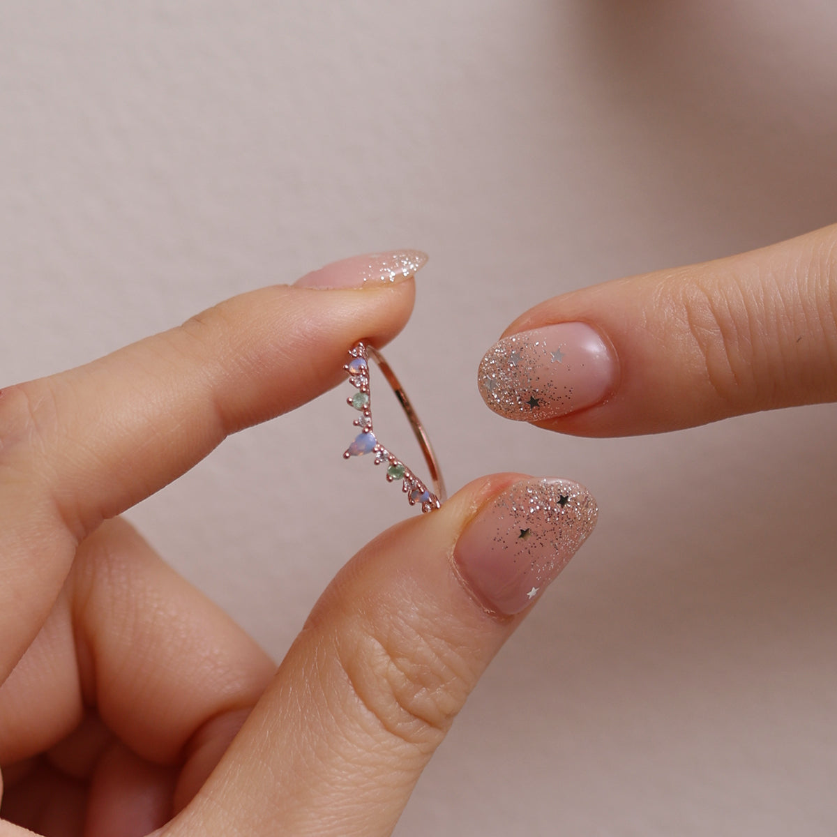 V-Curve Gemstone Ring