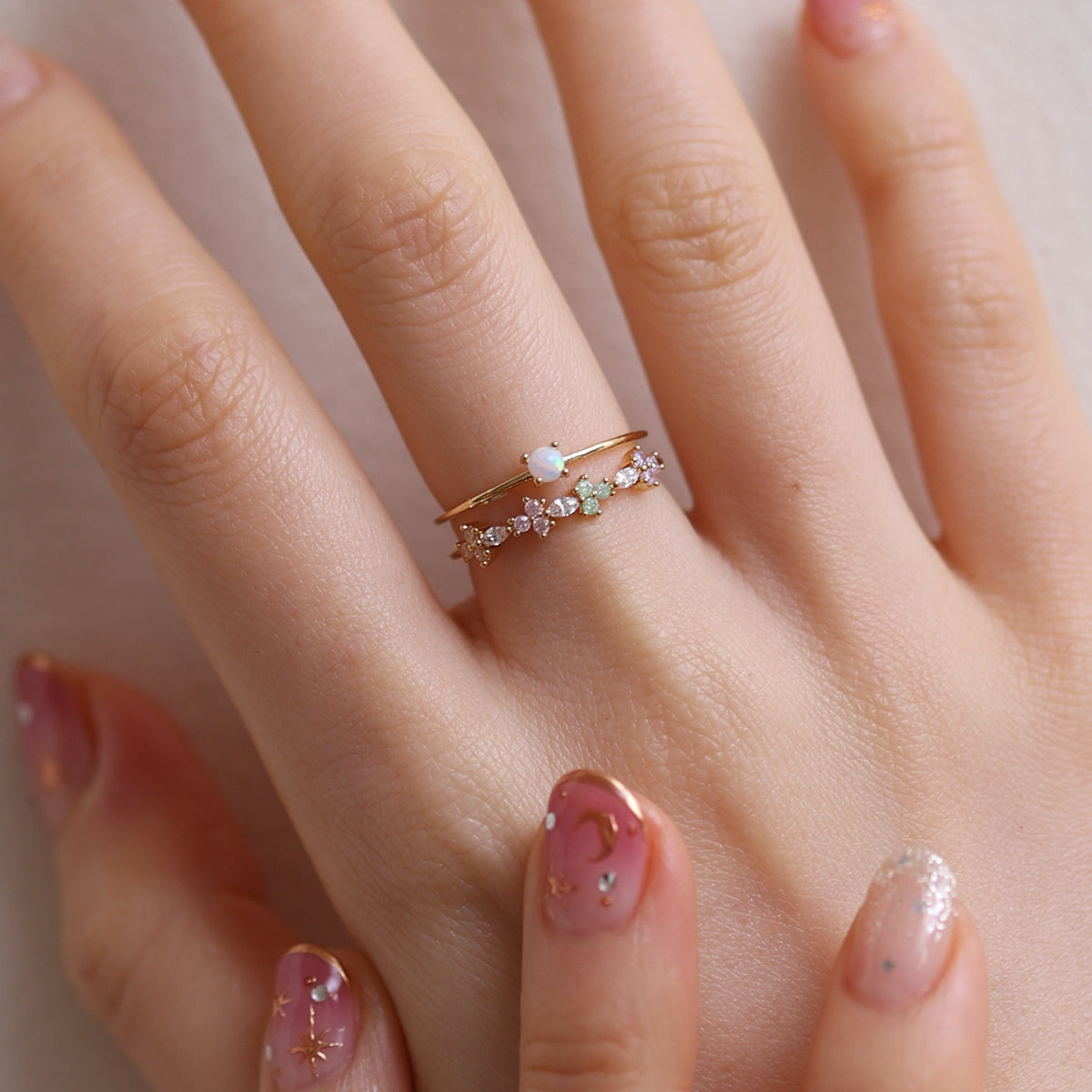 Layered Opal Bloom Ring