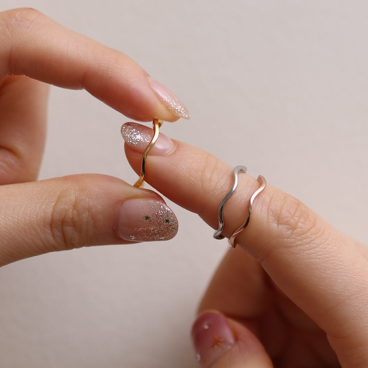 Plane Wavy Ring featuring a modern wave design, expertly crafted for durability and style—perfect for adding a sleek, contemporary touch to any outfit.