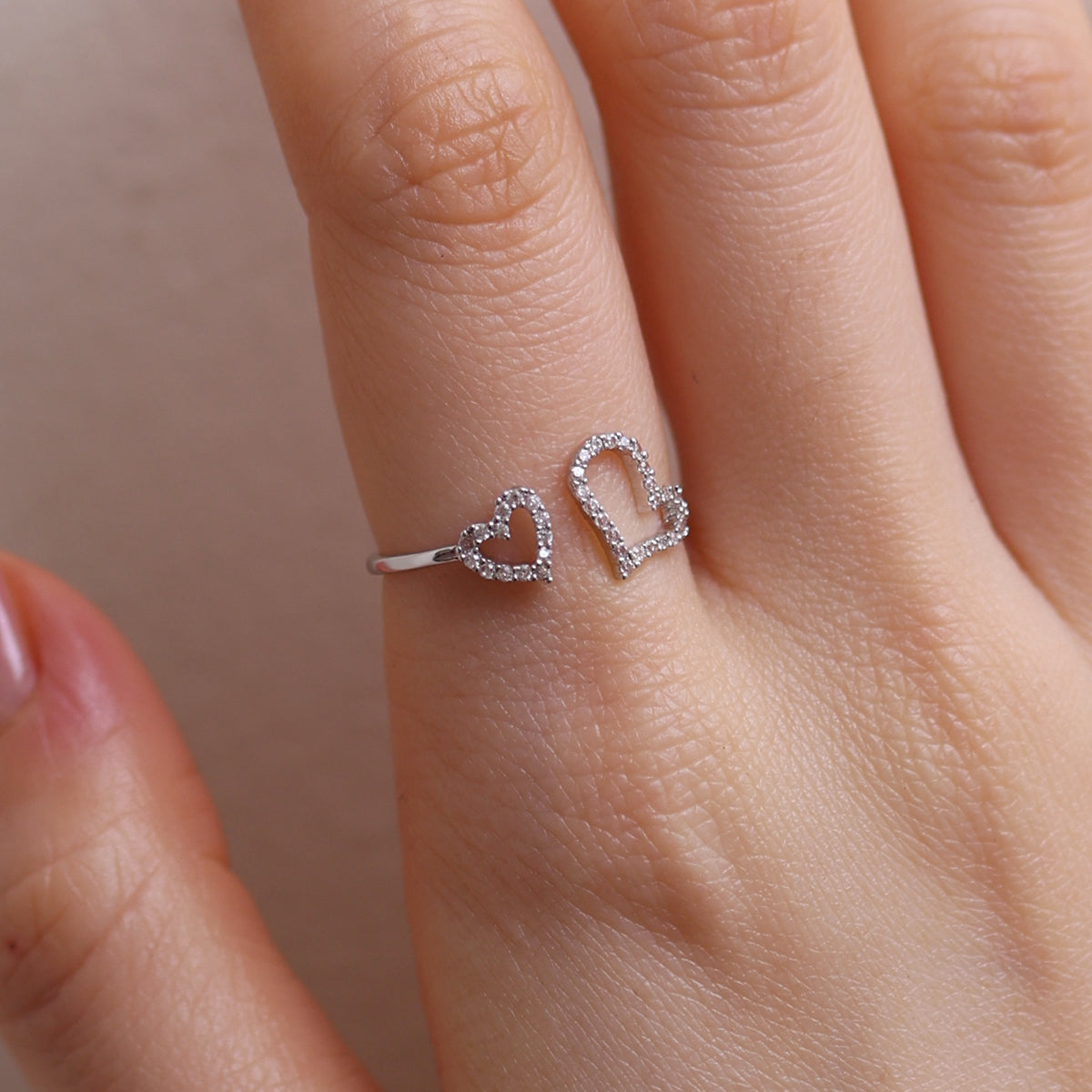 Double hearts ring