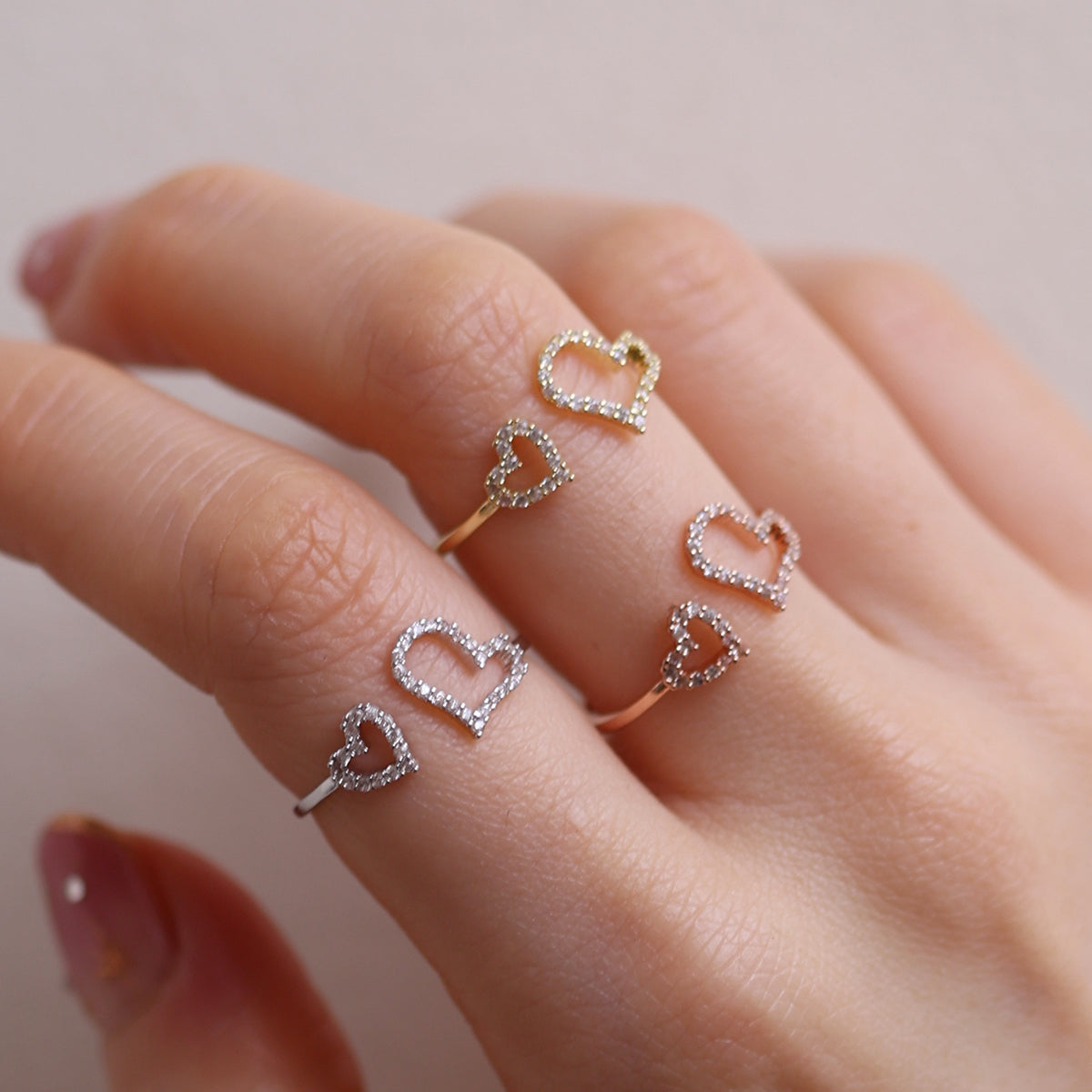 Double hearts ring