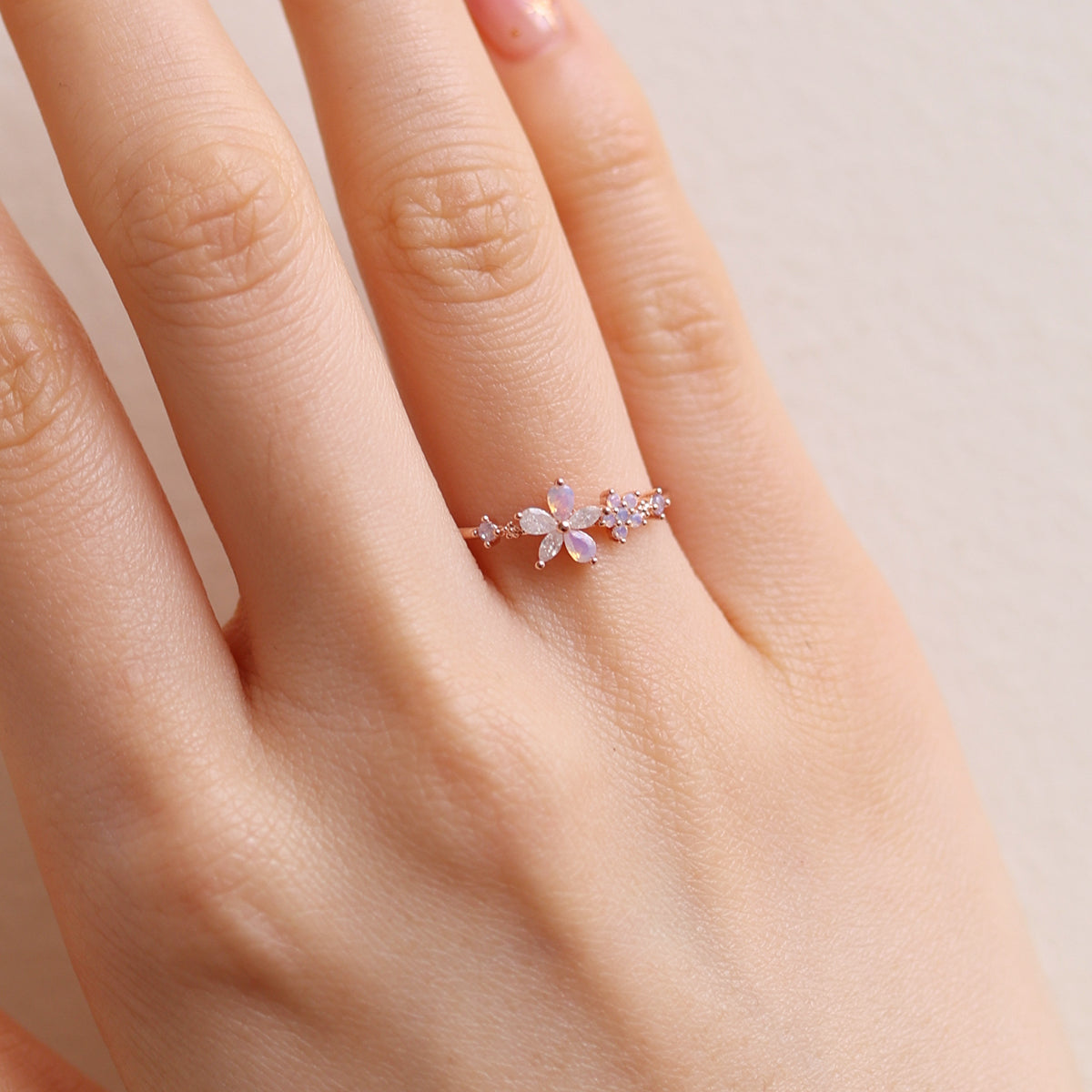 Moonstone Blossom Duo Ring