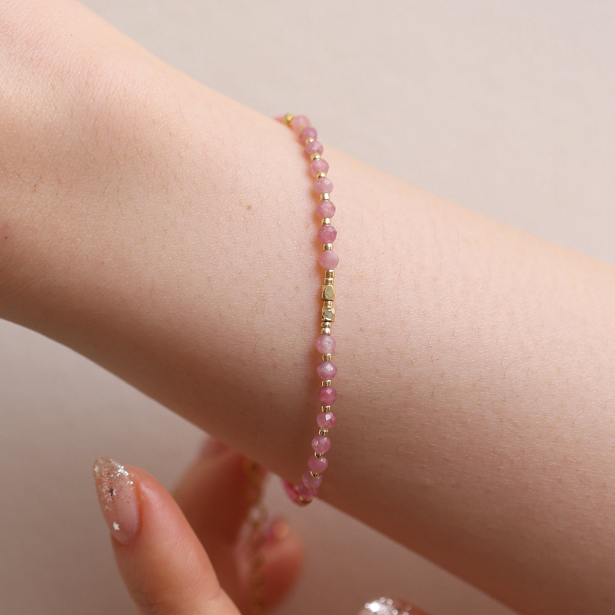 Pink opal beaded bracelet