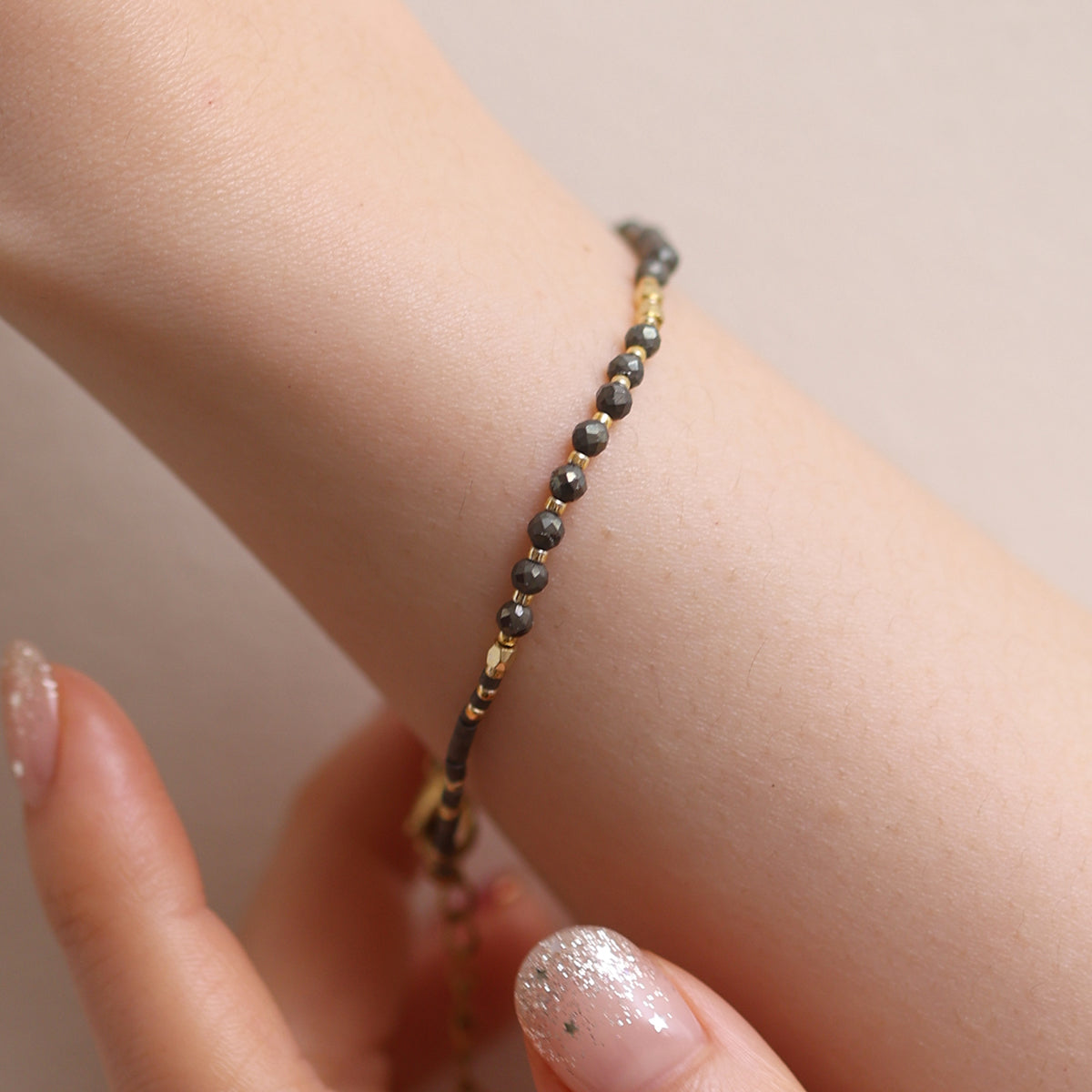 Grey Moonstone beaded bracelet