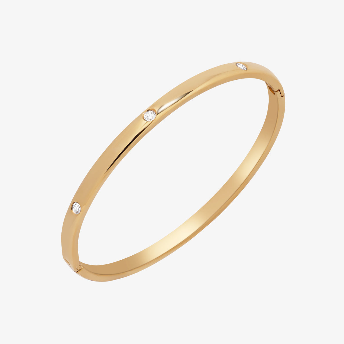 Thin Cubic Bangle precision-crafted with cubic design elements, offering a minimalist aesthetic, lightweight comfort, and versatile elegance for standalone wear or stylish layering.