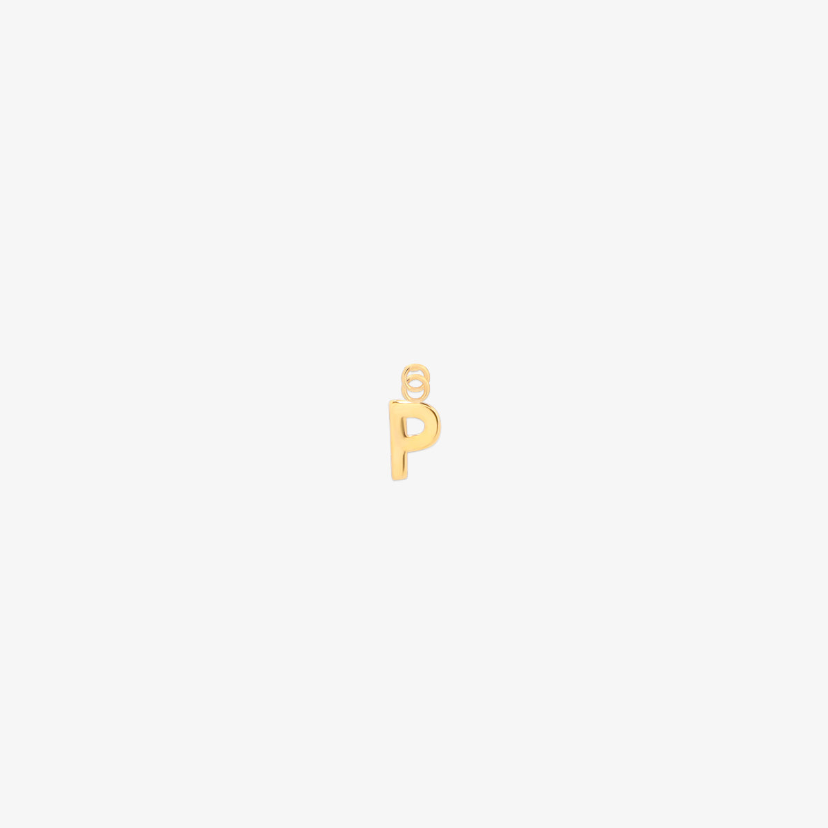 Classic gold initial pendant charm with a smooth, polished surface and elegant serif lettering.