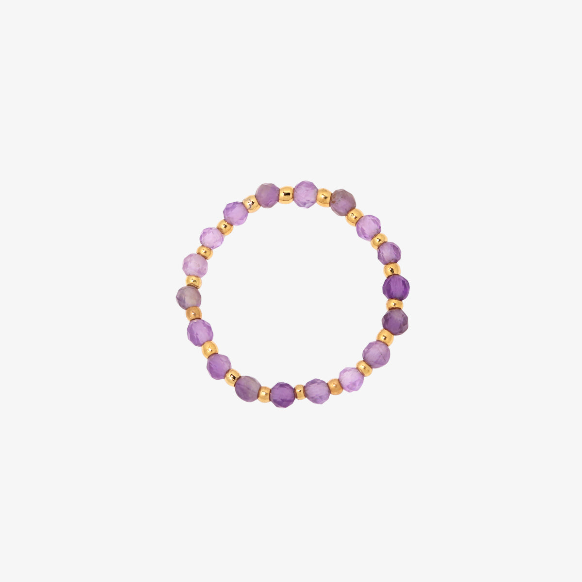 Stretchy Gemstone Ring featuring semi-precious gemstones and delicate sterling silver plated beads, offering a comfortable fit with a touch of refined elegance.