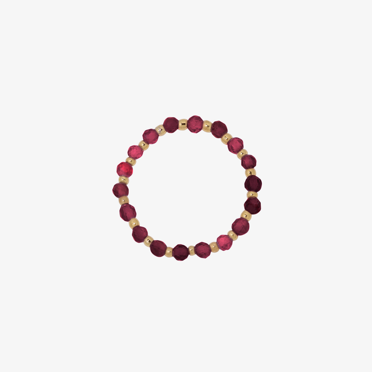 Stretchy Gemstone Ring featuring semi-precious gemstones and delicate sterling silver plated beads, offering a comfortable fit with a touch of refined elegance.