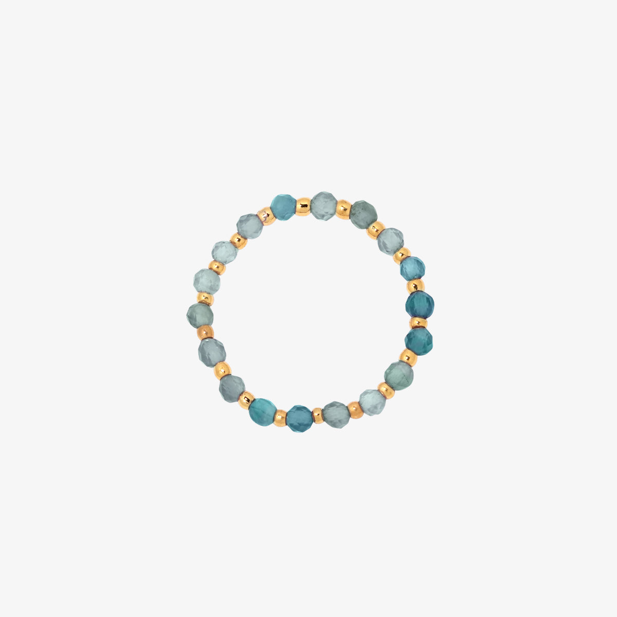 Stretchy Gemstone Ring featuring semi-precious gemstones and delicate sterling silver plated beads, offering a comfortable fit with a touch of refined elegance.