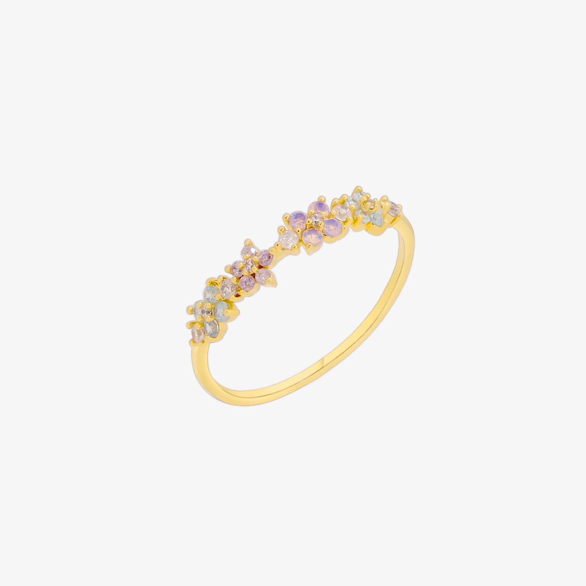 Moonstone Flower Ring featuring a radiant moonstone centre and delicate floral design, crafted from high-quality materials for a touch of timeless elegance.