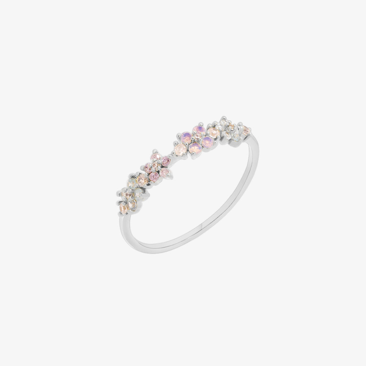 Moonstone Flower Ring featuring a radiant moonstone centre and delicate floral design, crafted from high-quality materials for a touch of timeless elegance.