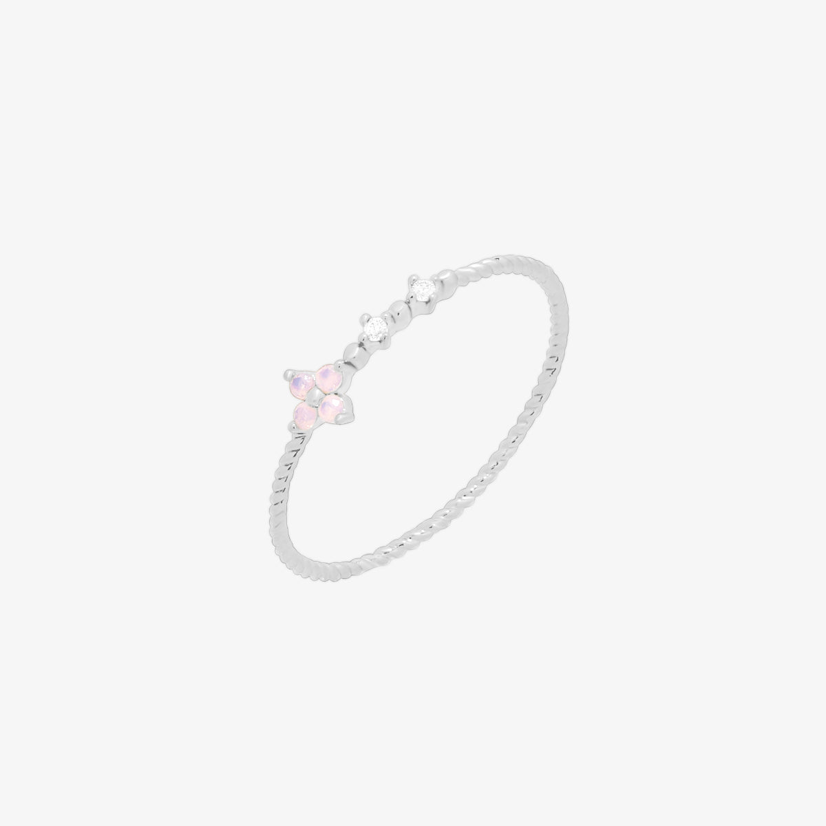 Moonstone Cubic Flower Ring handcrafted with a glowing moonstone centre and delicate cubic flower petals, blending natural beauty.