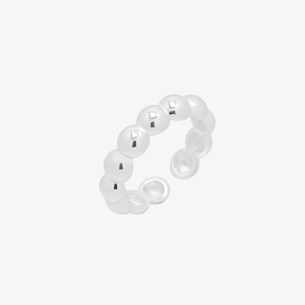 Bubble Ring made from 925 sterling silver, featuring a playful bubble design with polished circles, handmade in London for a modern, elegant touch.