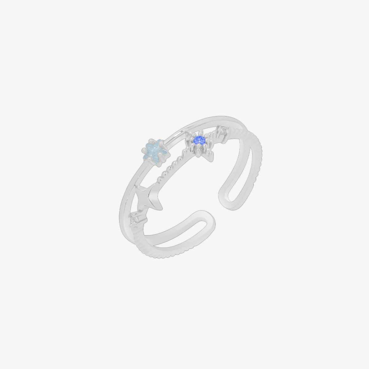Blue topaz Star layered ring