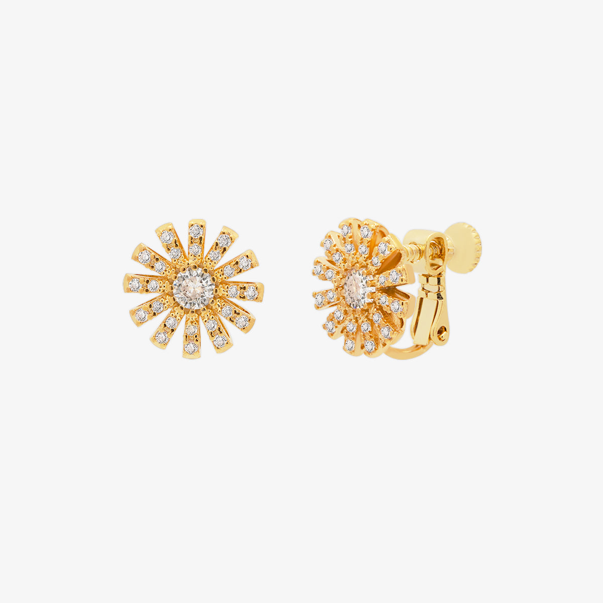 Daisy Cubic Clip on Earrings