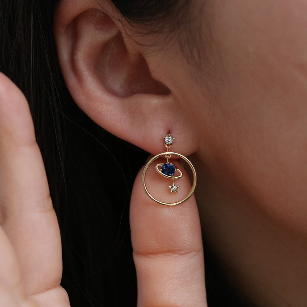 Saturn moon earrings