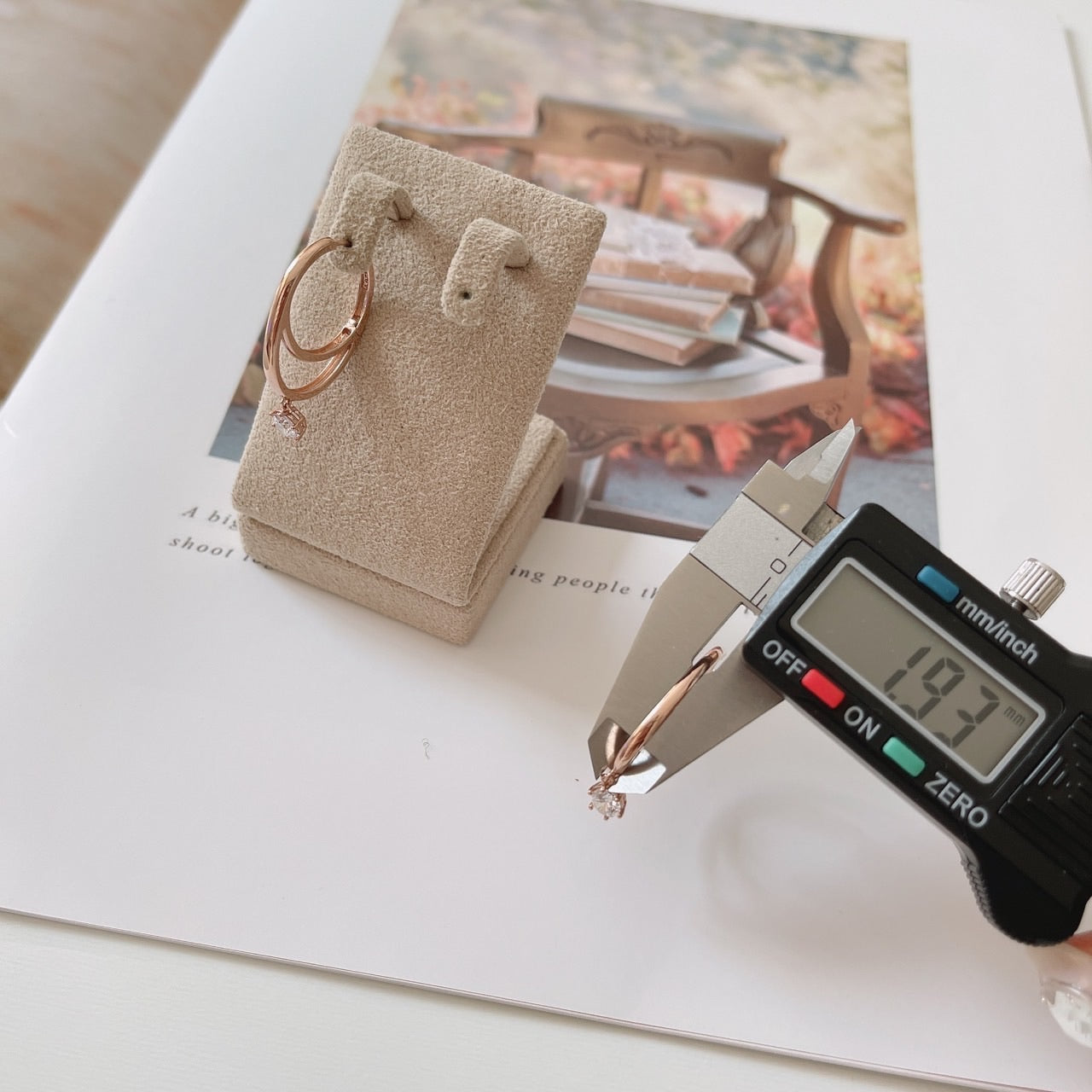 Double cubic dangle huggie earrings