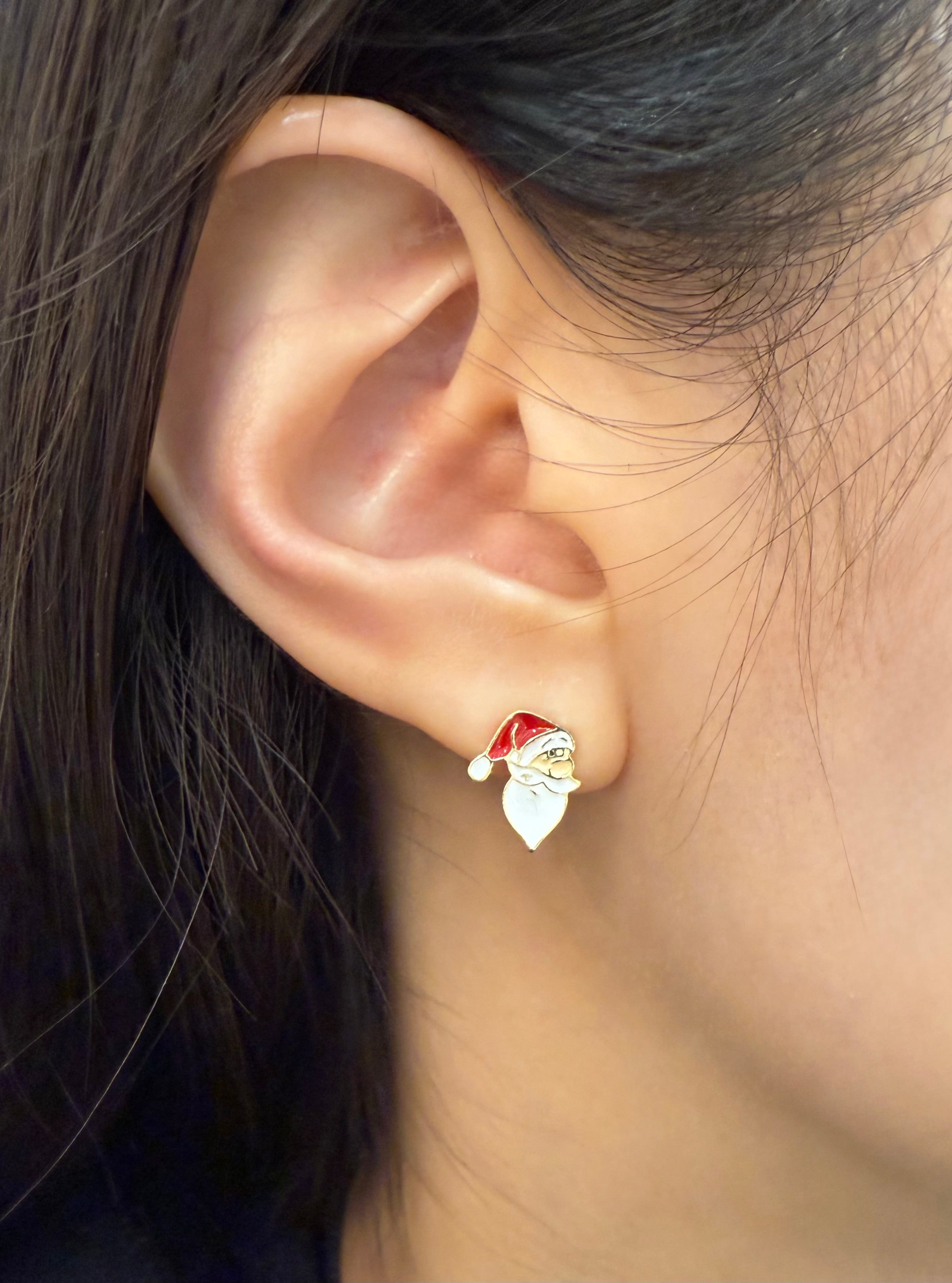 Christmas side santa claus earrings