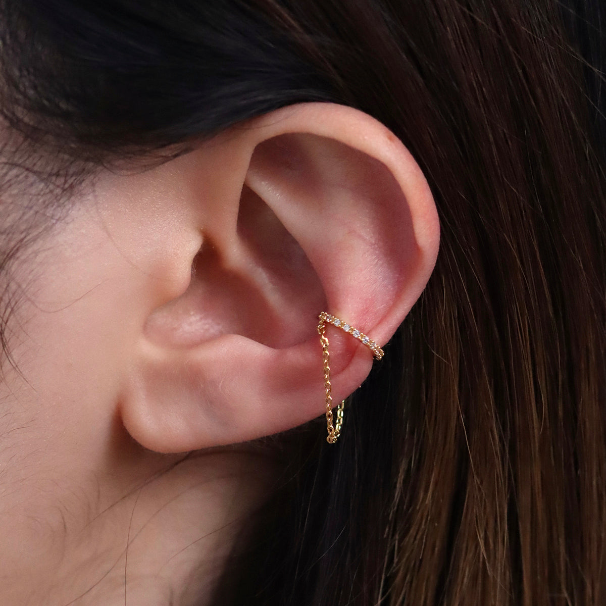 Sparkle Chain Drop Ear Cuff