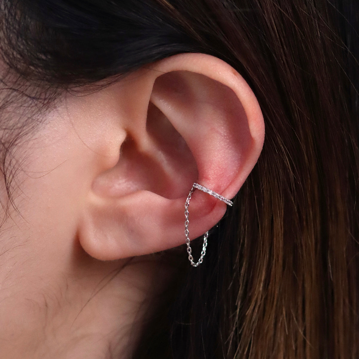 Sparkle Chain Drop Ear Cuff