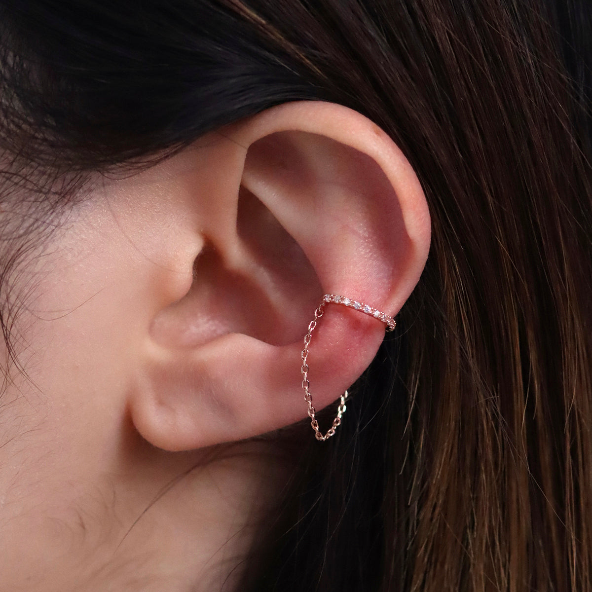 Sparkle Chain Drop Ear Cuff