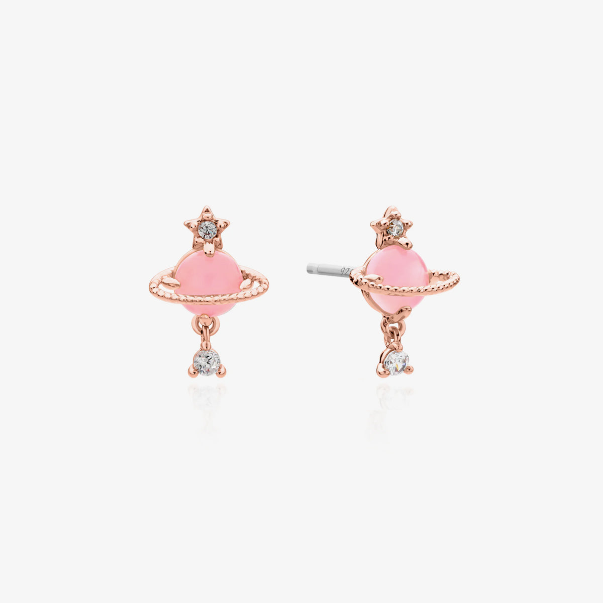 Rose quartz saturn earrings