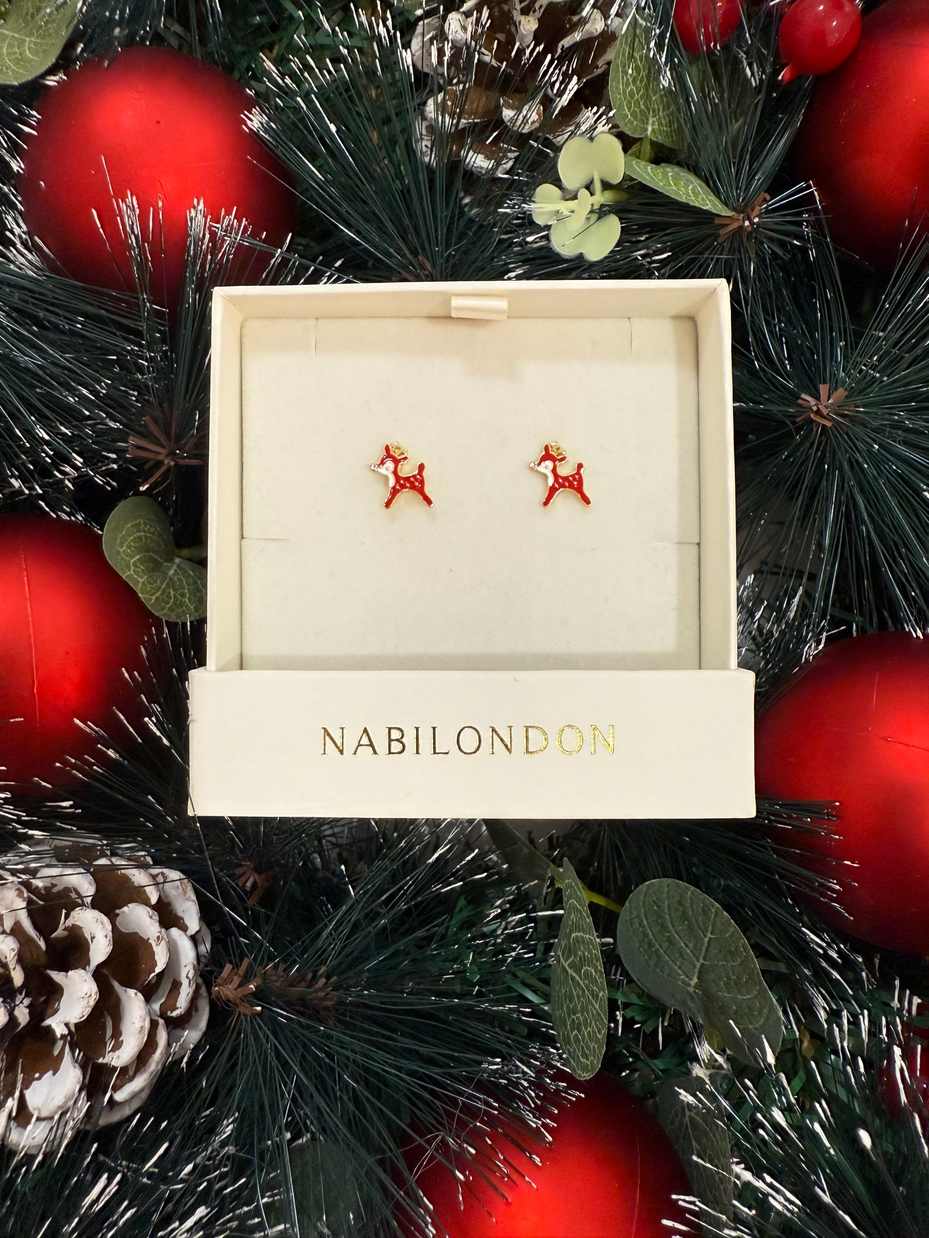 Christmas reindeer cubic earrings