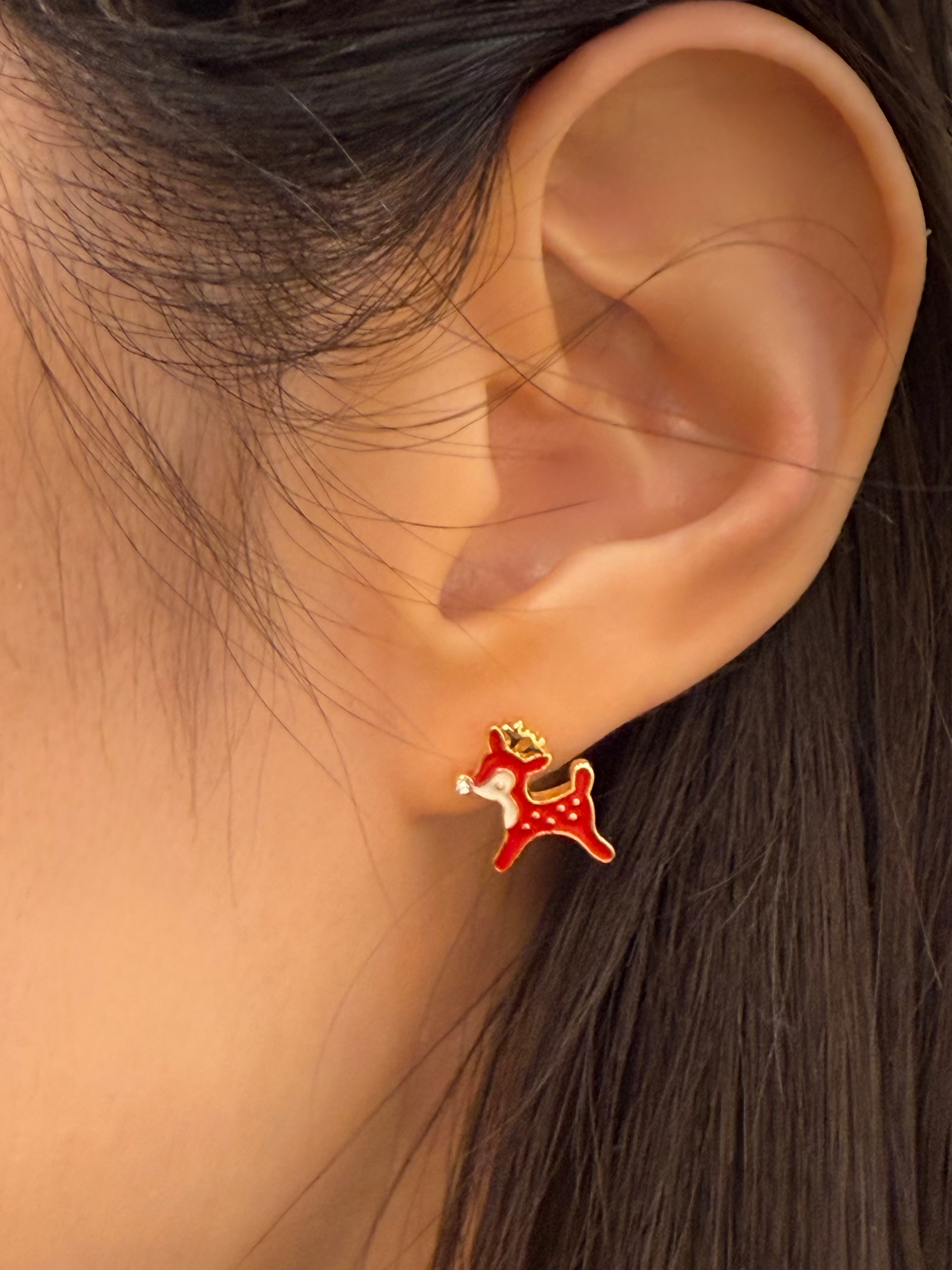 Christmas reindeer cubic earrings