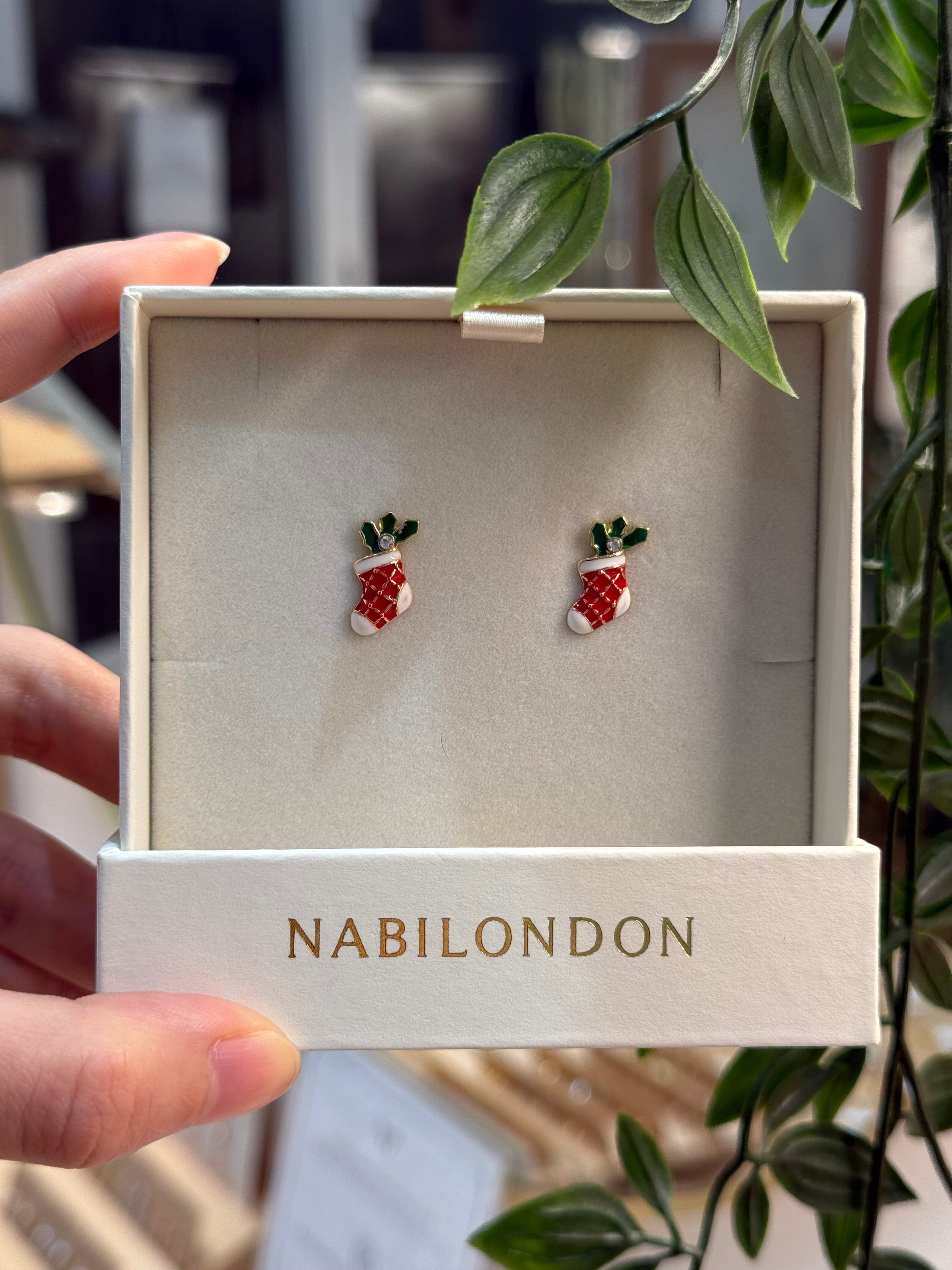 Christmas socks cubic earrings