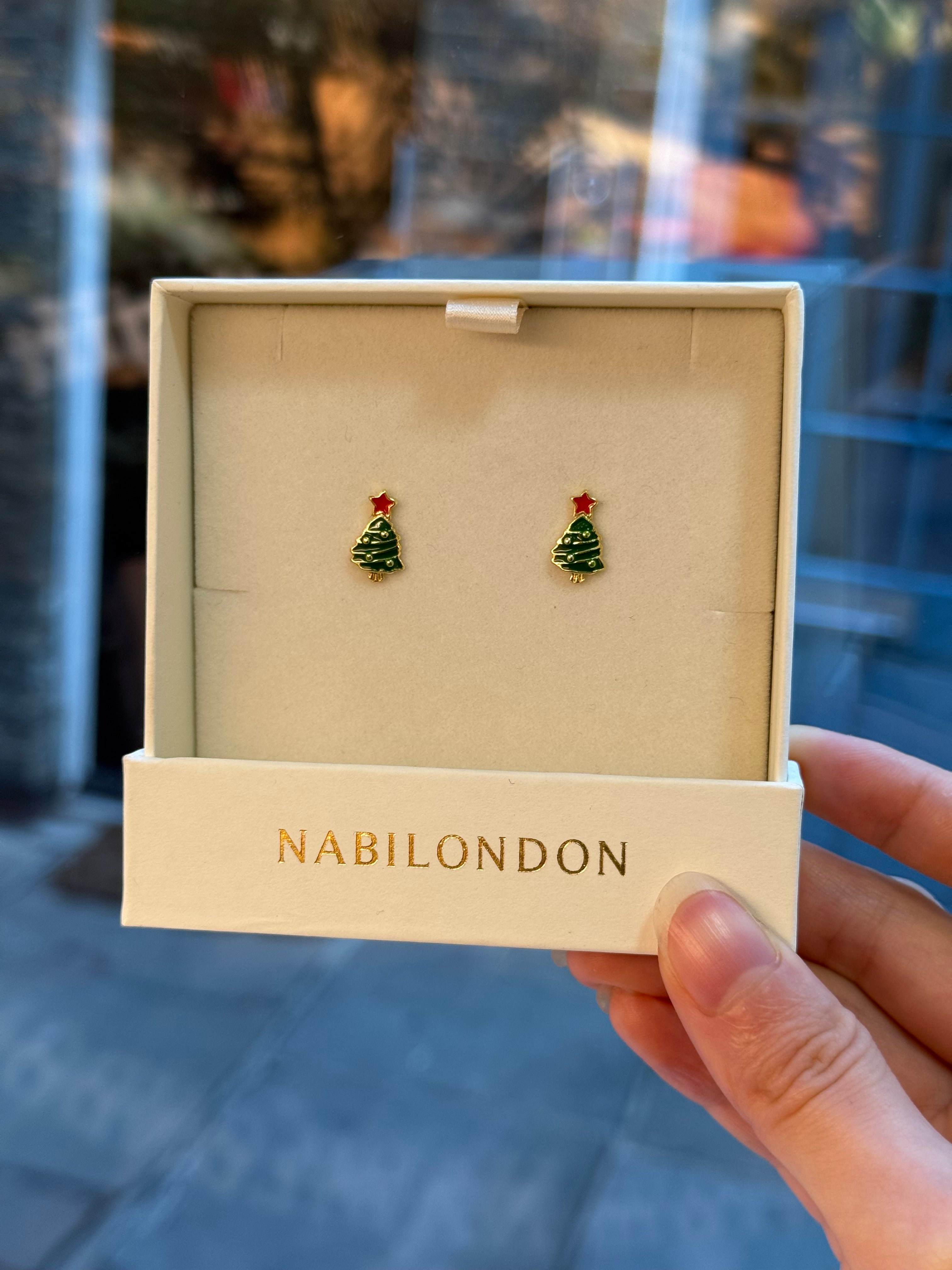 Christmas tinsel baubles tree earrings