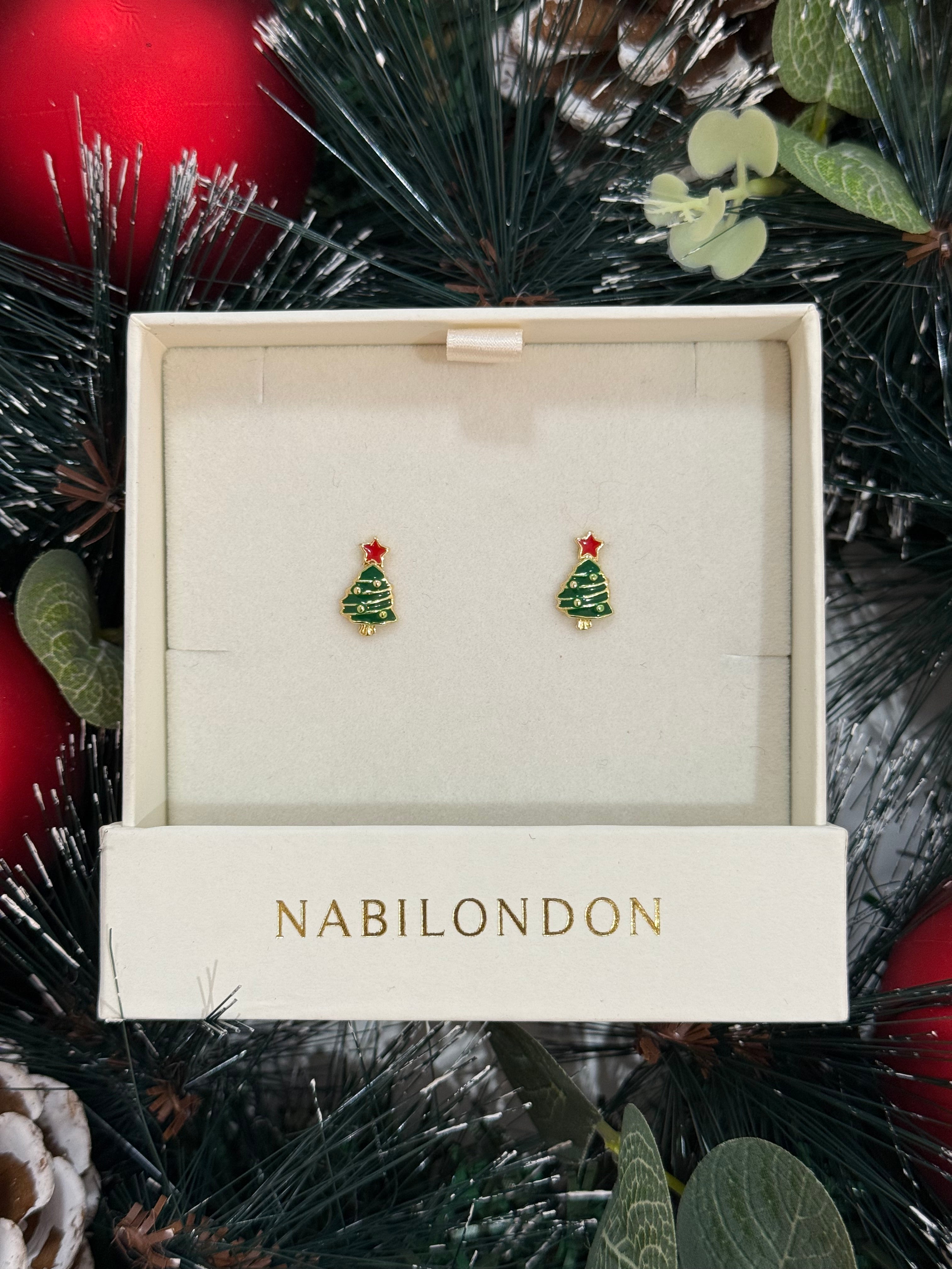 Christmas tinsel baubles tree earrings
