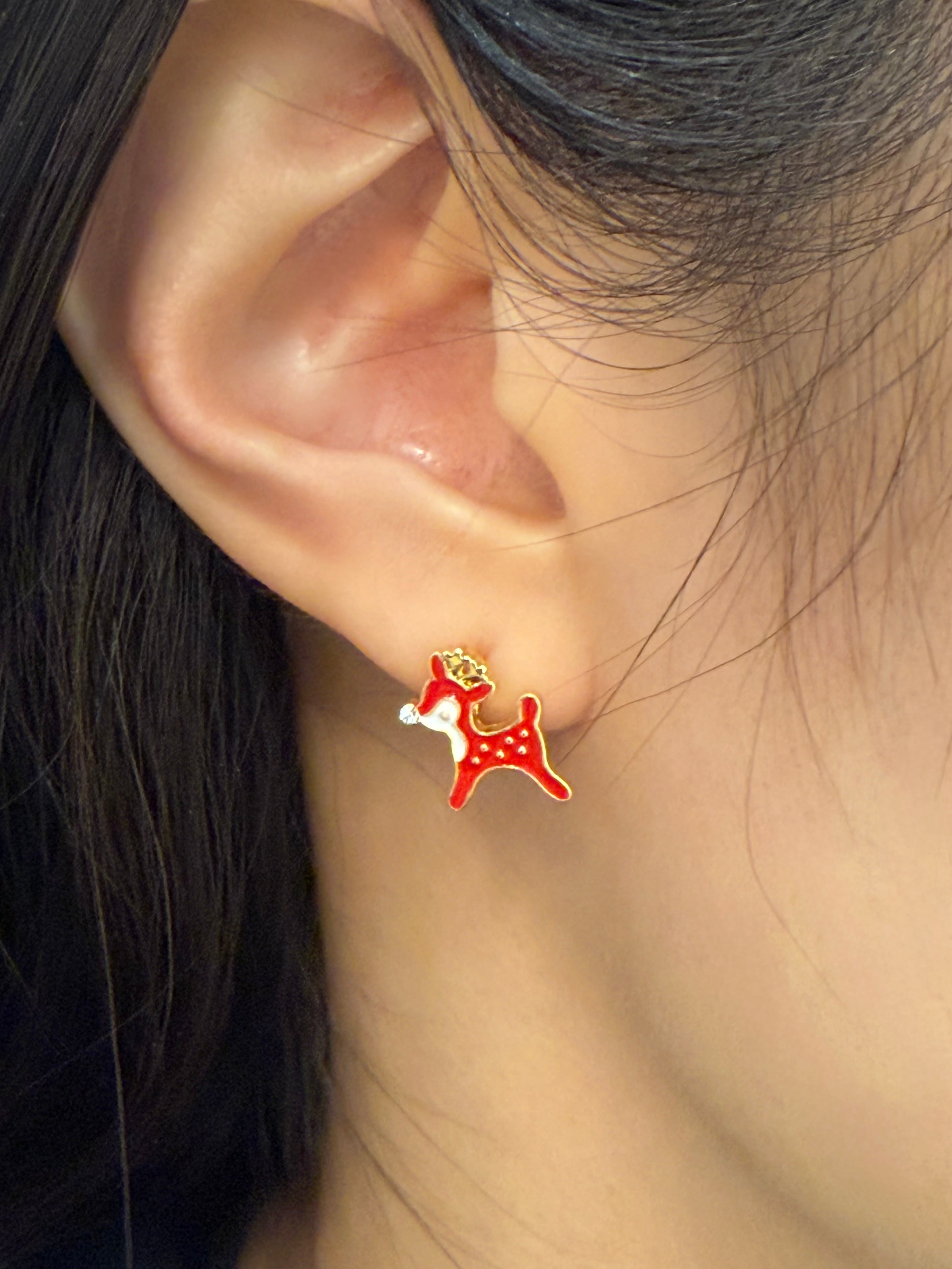 Christmas reindeer cubic earrings