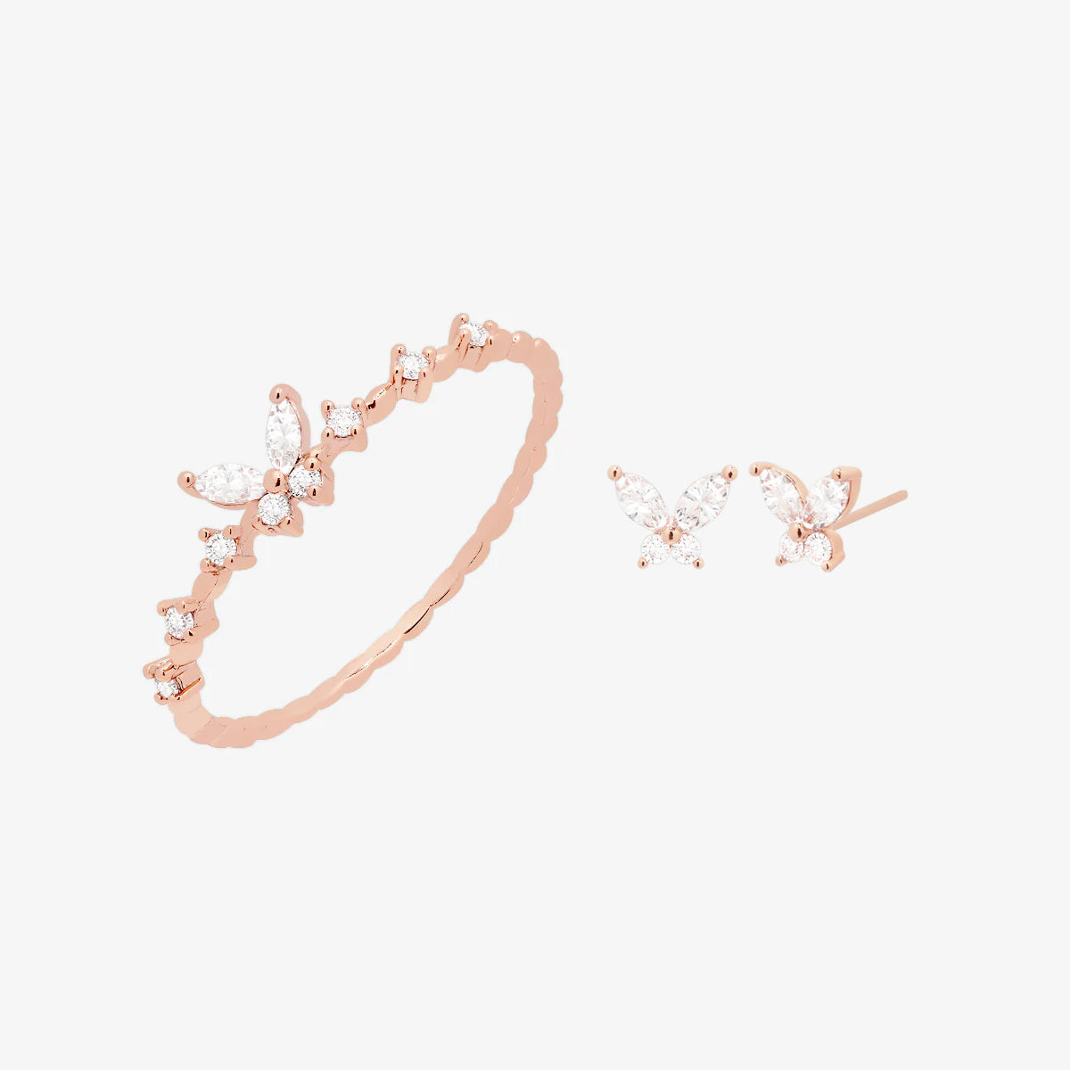 Butterfly Set In Rose Gold