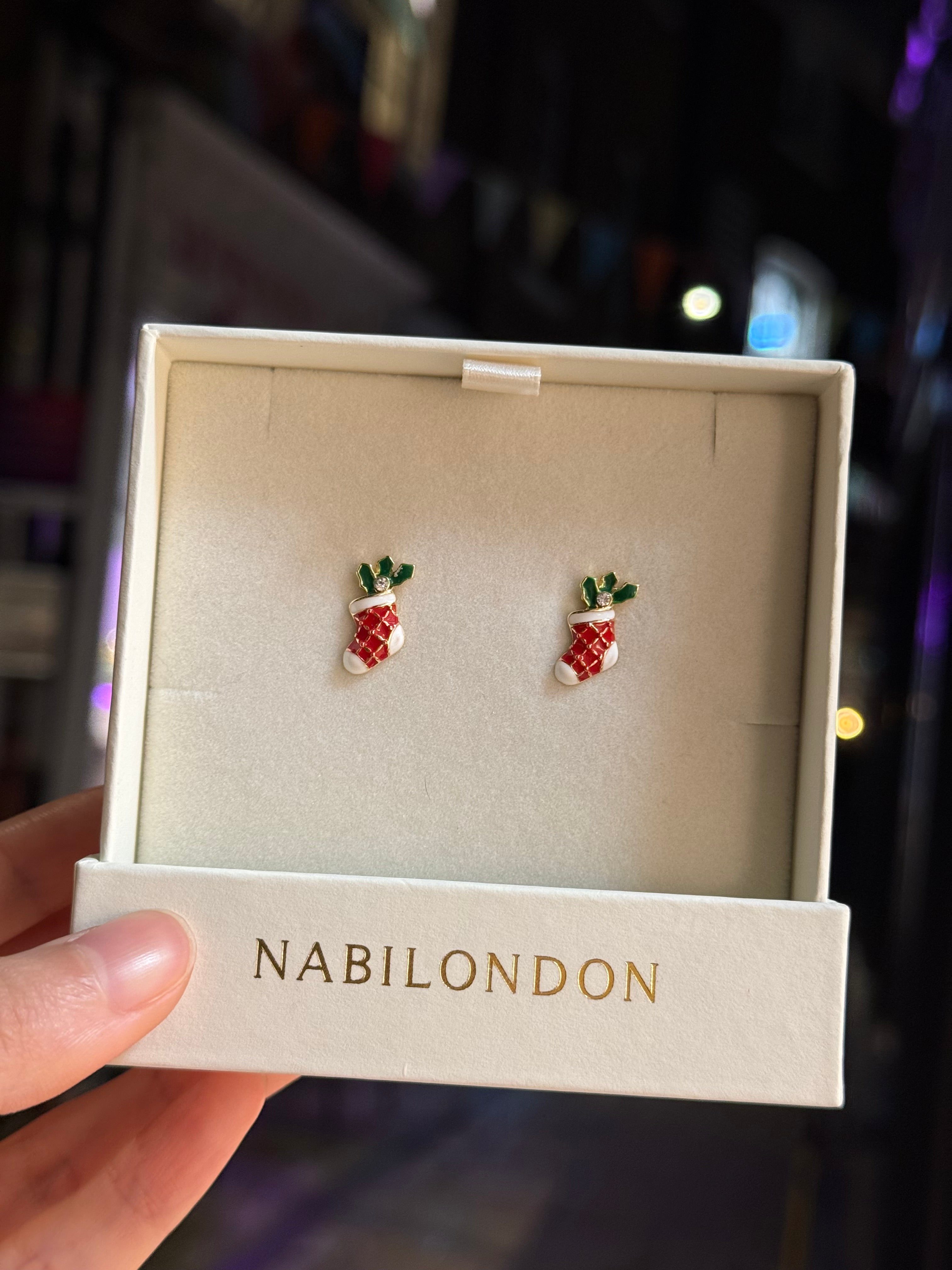 Christmas socks cubic earrings